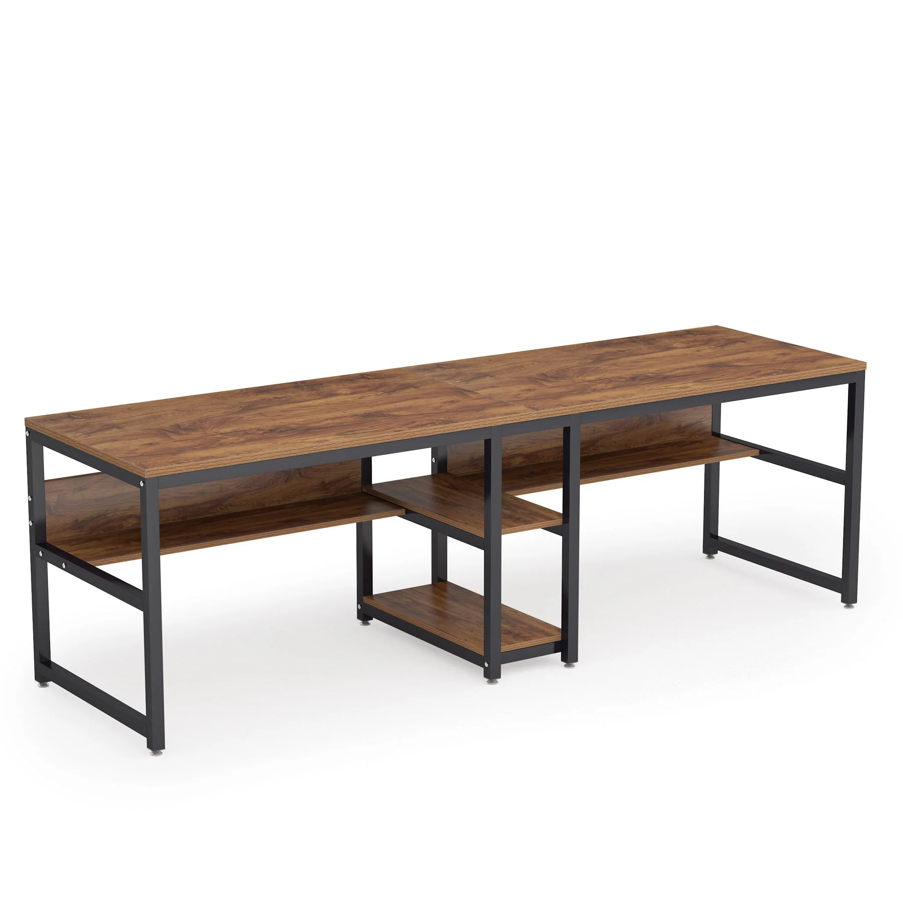 78.7" Two Person Desk, Double Computer Desk with Bookshelf - Image 11