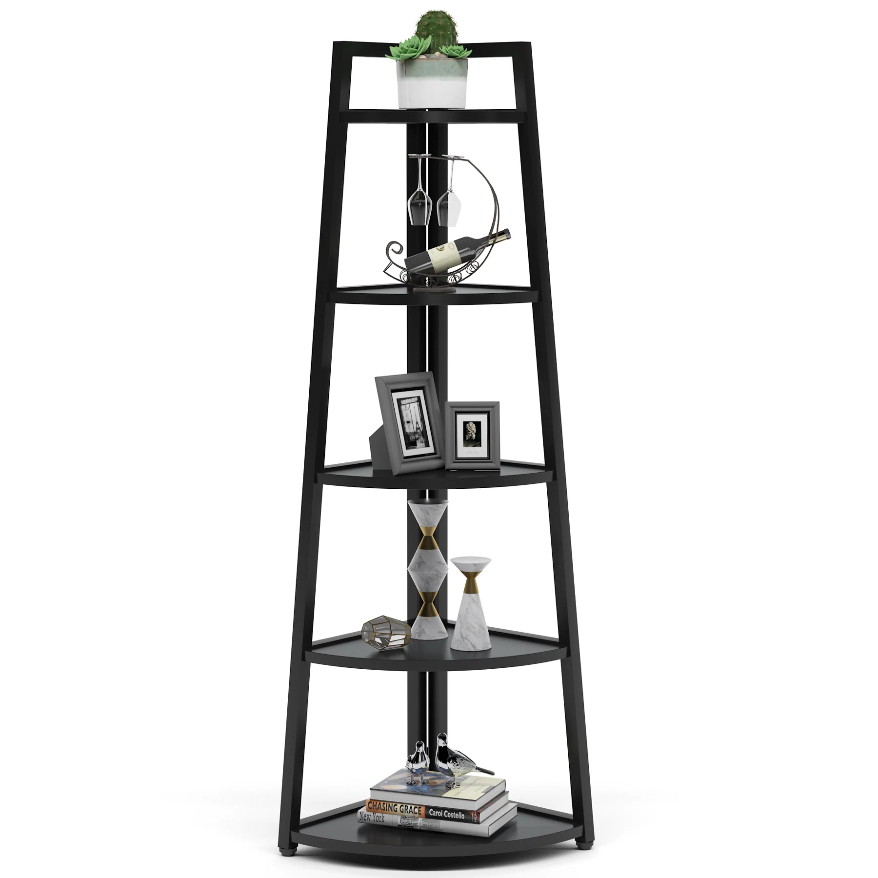 5-Tier Corner Shelf, 70" Tall Corner Ladder Shelf Small Bookshelf - Image 10