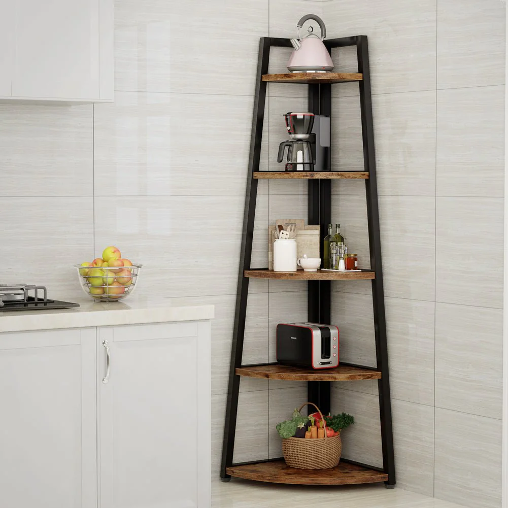 5-Tier Corner Shelf, 70" Tall Corner Ladder Shelf Small Bookshelf - Image 4
