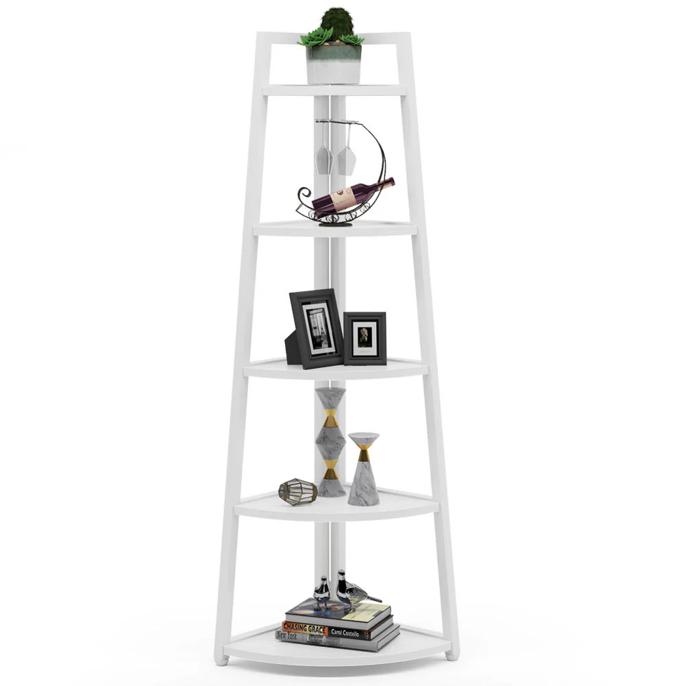 5-Tier Corner Shelf, 70" Tall Corner Ladder Shelf Small Bookshelf - Image 8