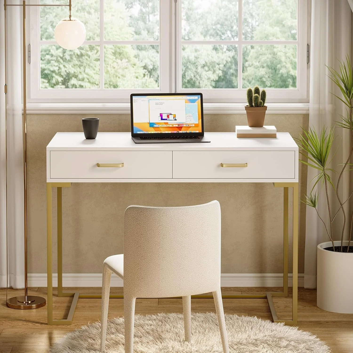 39" Computer Desk with Drawers, Modern Writing Desk Study Desk - Image 4
