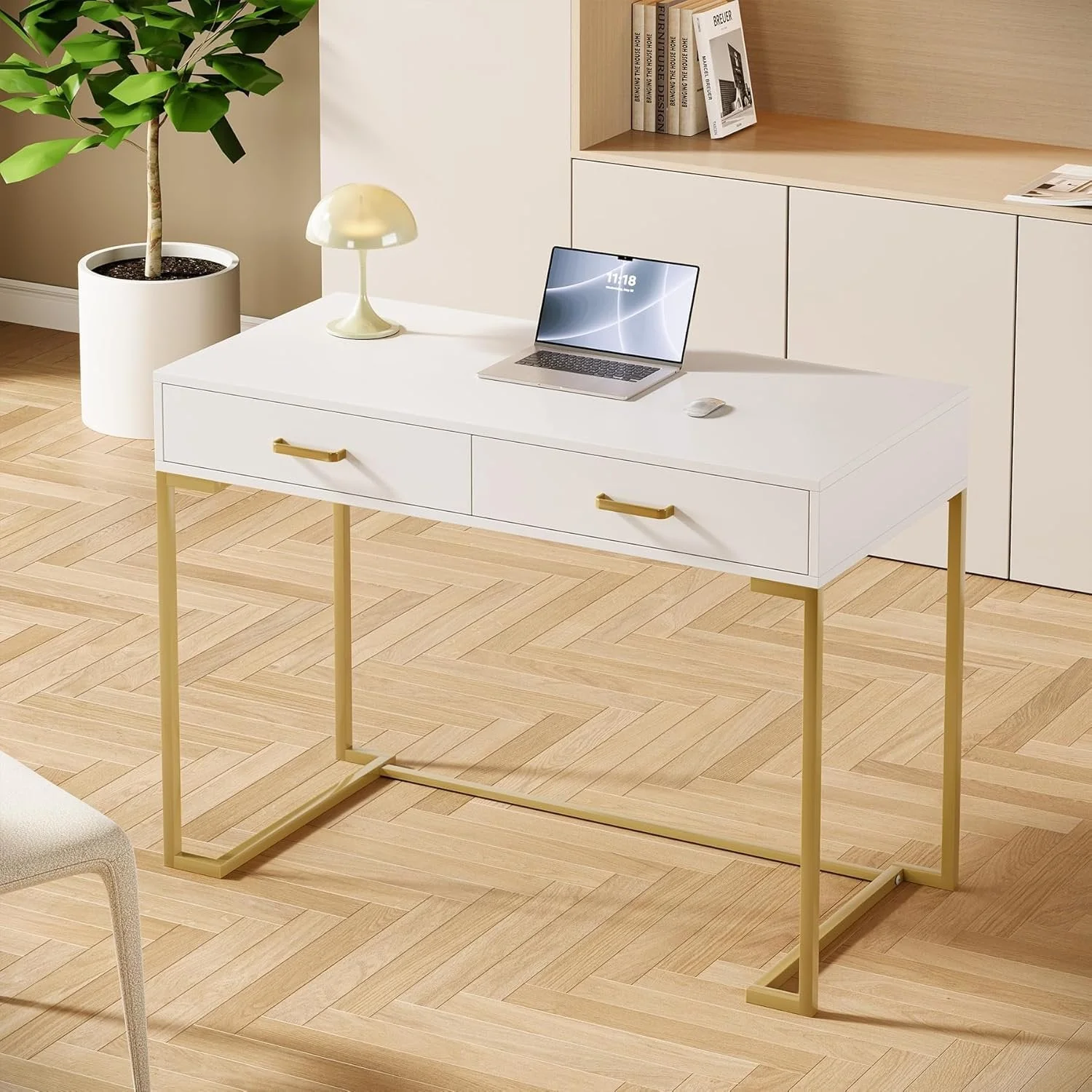 39" Computer Desk with Drawers, Modern Writing Desk Study Desk - Image 5