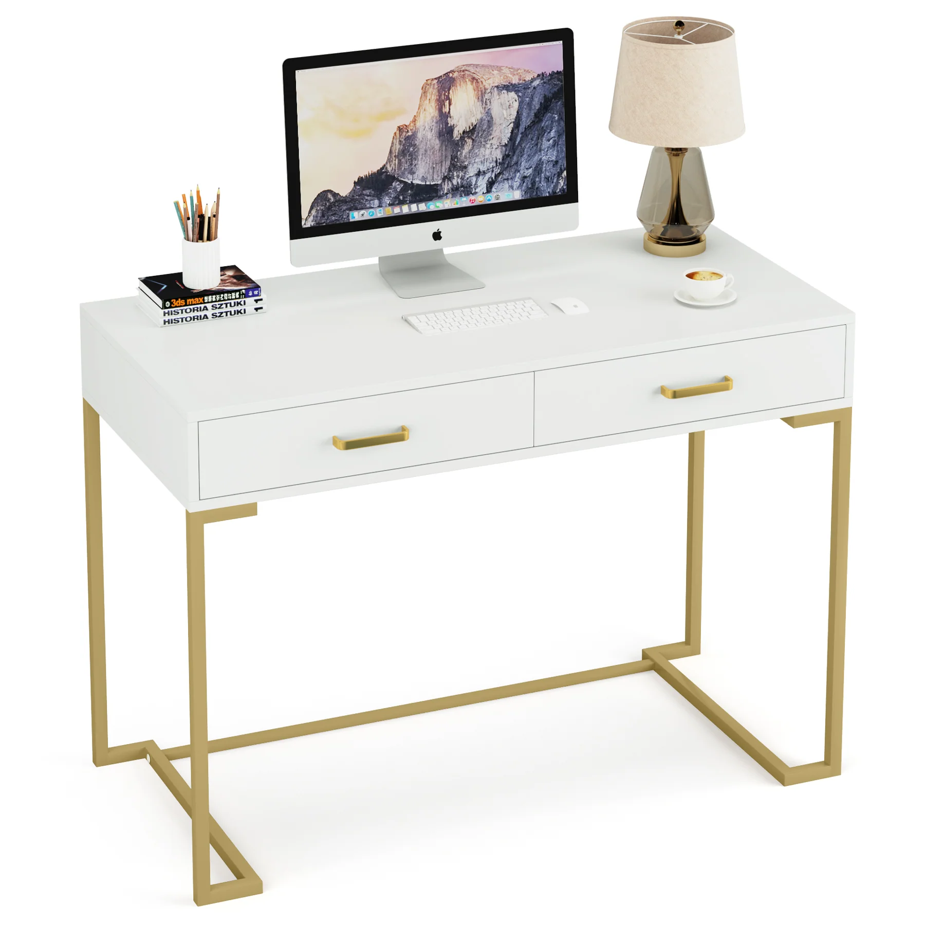 39" Computer Desk with Drawers, Modern Writing Desk Study Desk - Image 8
