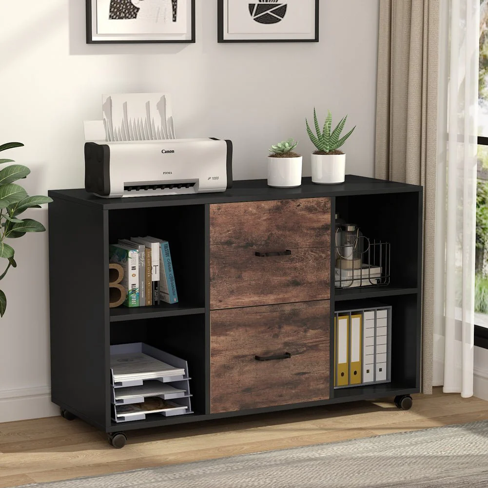2-Drawer File Cabinet, Large Mobile Filing Cabinet for Letter Size - Image 3