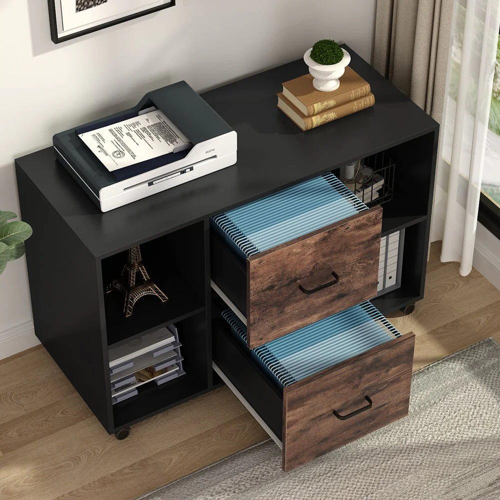 2-Drawer File Cabinet, Large Mobile Filing Cabinet for Letter Size - Image 4