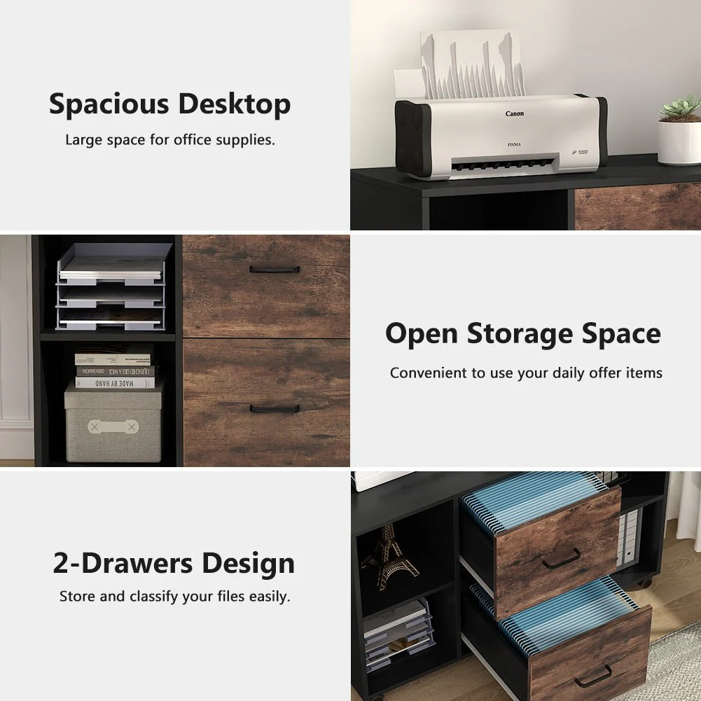 2-Drawer File Cabinet, Large Mobile Filing Cabinet for Letter Size - Image 6