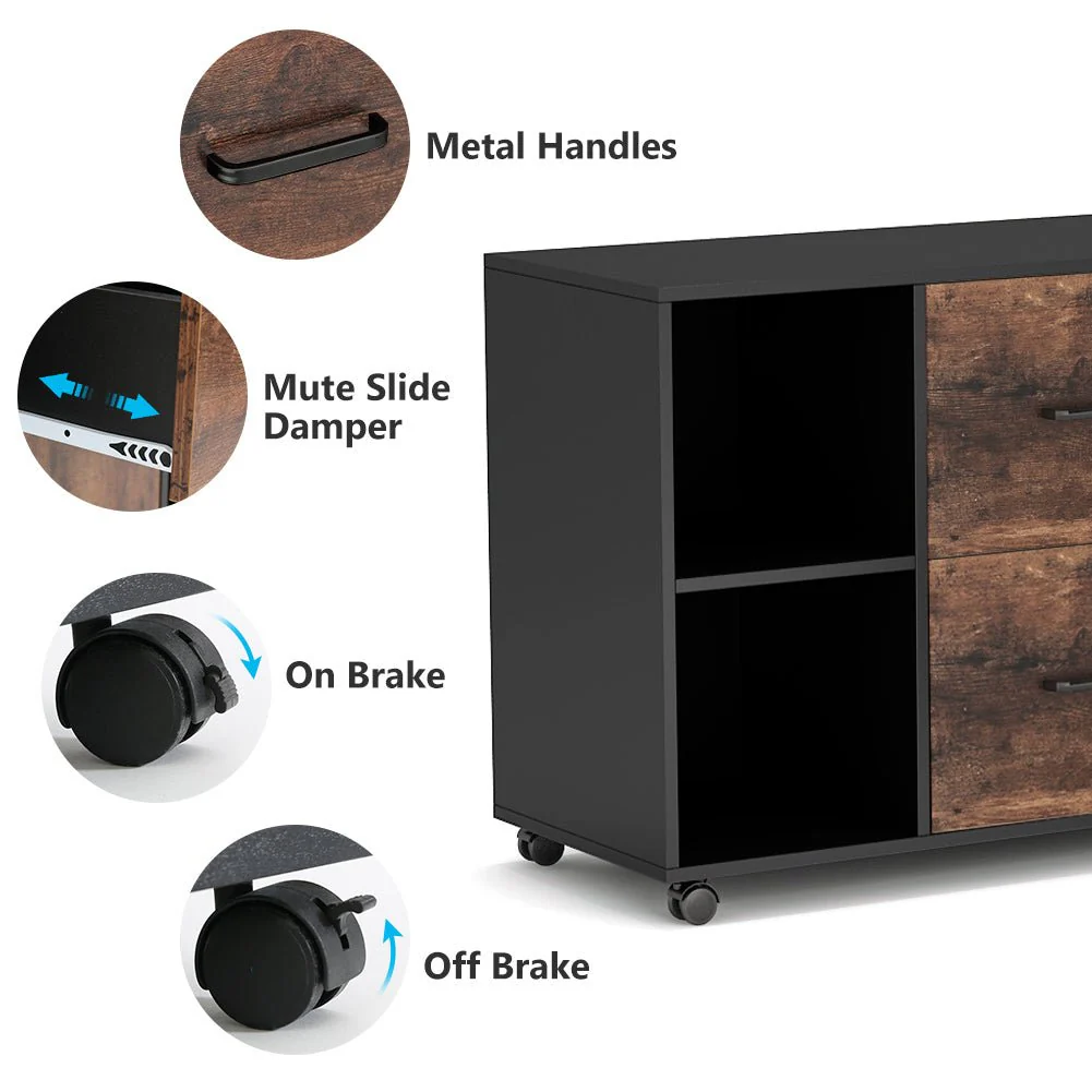 2-Drawer File Cabinet, Large Mobile Filing Cabinet for Letter Size - Image 7