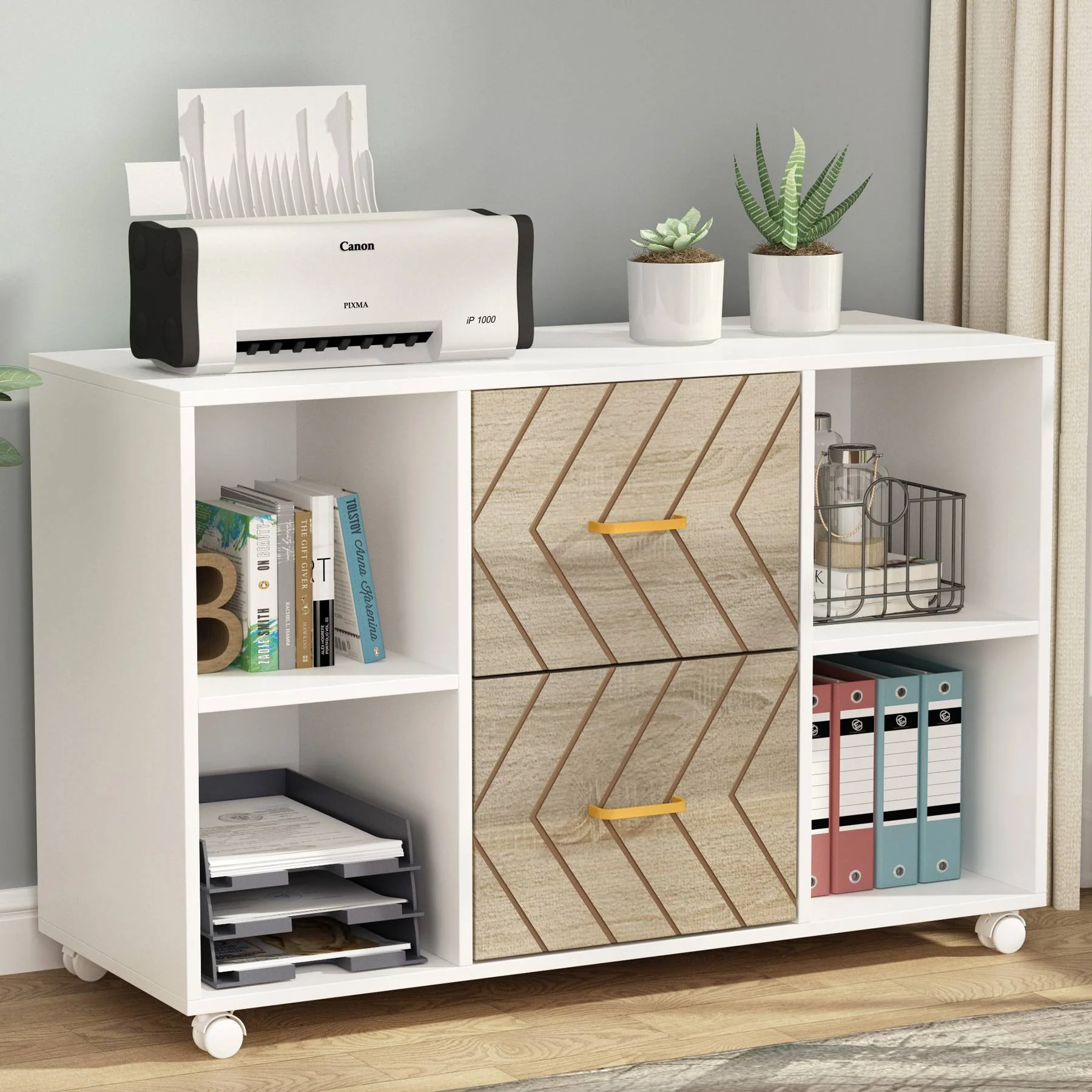 2-Drawer File Cabinet, Large Mobile Filing Cabinet for Letter Size - Image 8