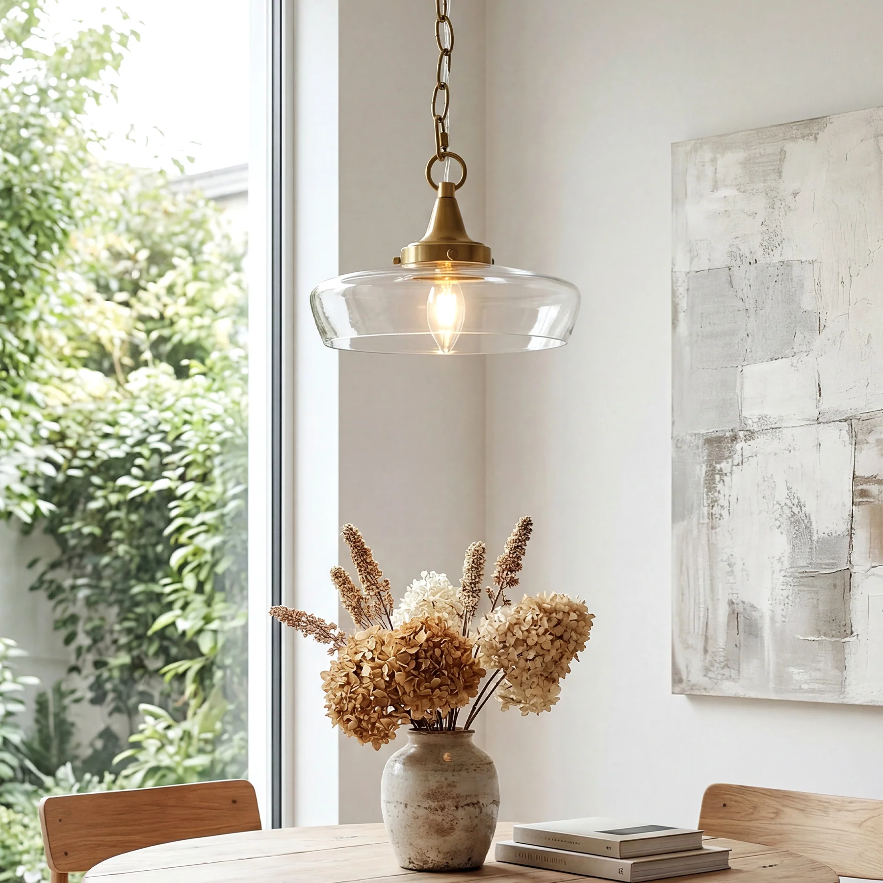 Elegant Light Fixture, 1-Light Glass Shade Pendant Light for Dining Room - Image 3