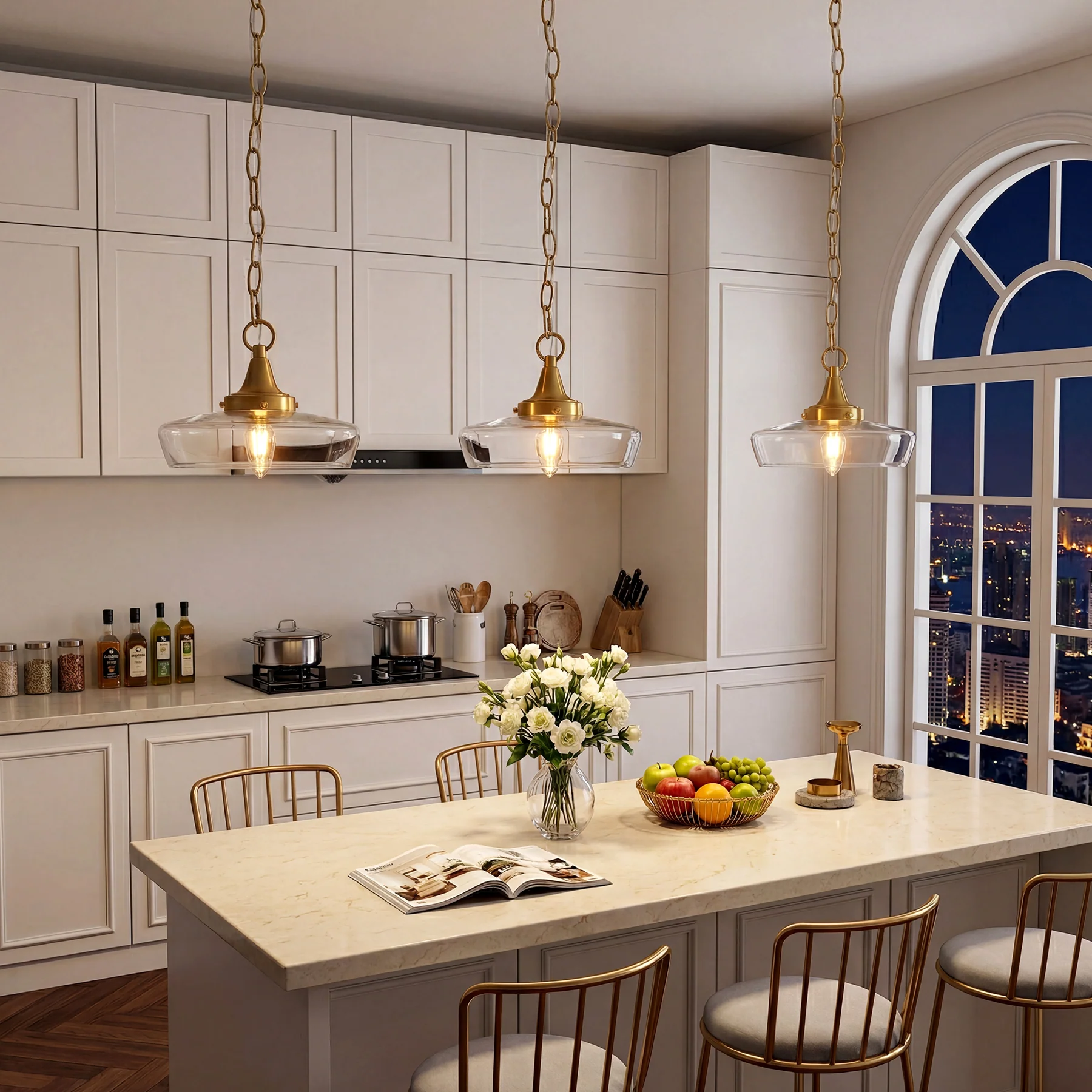 Elegant Light Fixture, 1-Light Glass Shade Pendant Light for Dining Room - Image 5