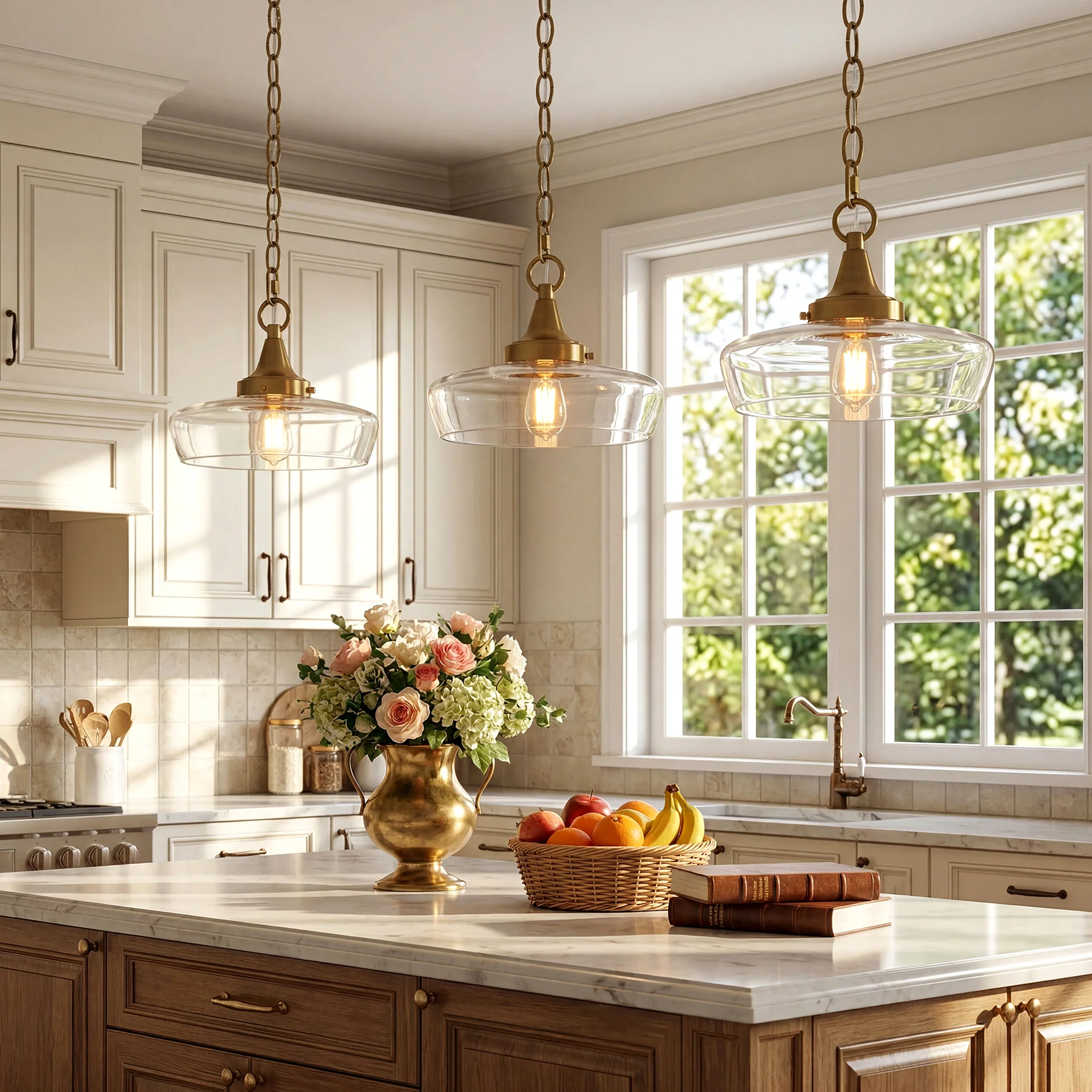 Elegant Light Fixture, 1-Light Glass Shade Pendant Light for Dining Room - Image 7