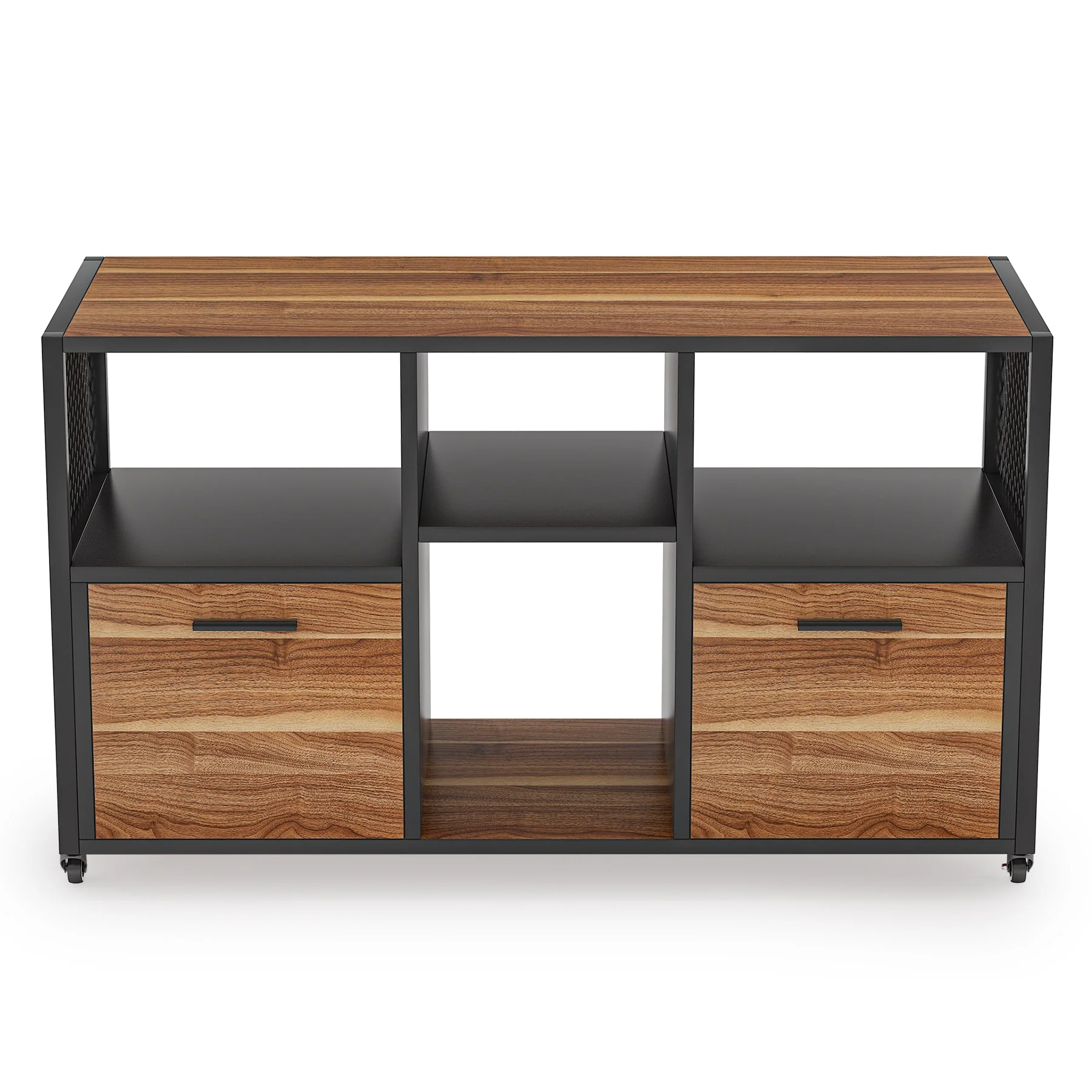 2 Drawer File Cabinet, Wood Mobile Lateral Filing Cabinet - Image 9