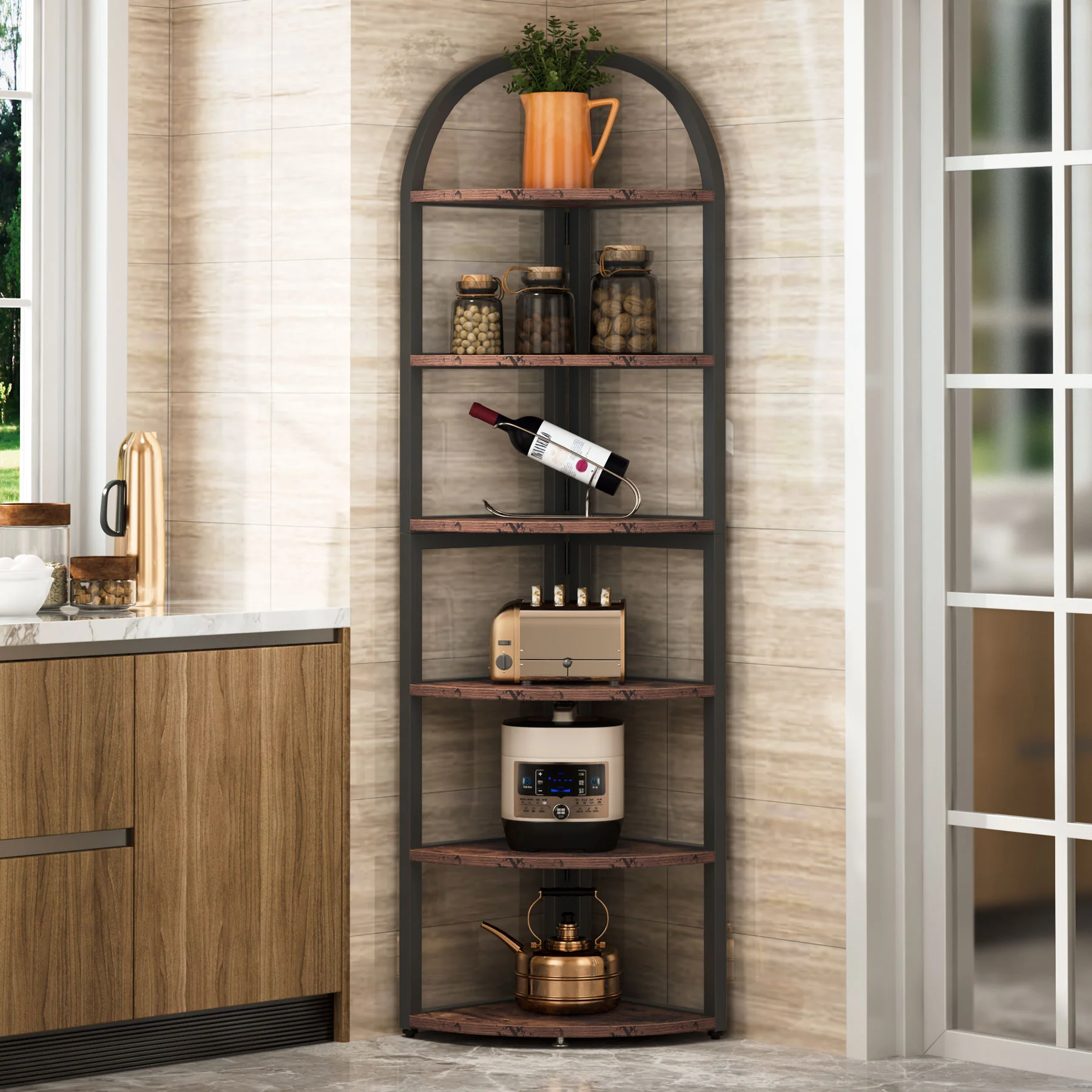 6-Tier Corner Shelf, 71 inch Tall Corner Bookshelf for Small Space - Image 4