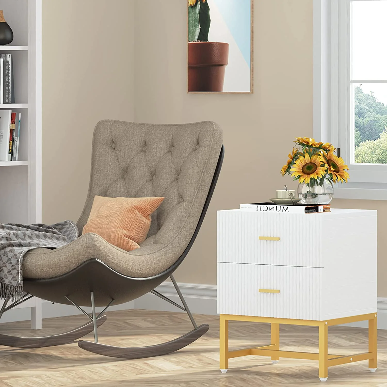 2-Drawer Nightstand, Modern Bedside End Table with Storage - Image 4