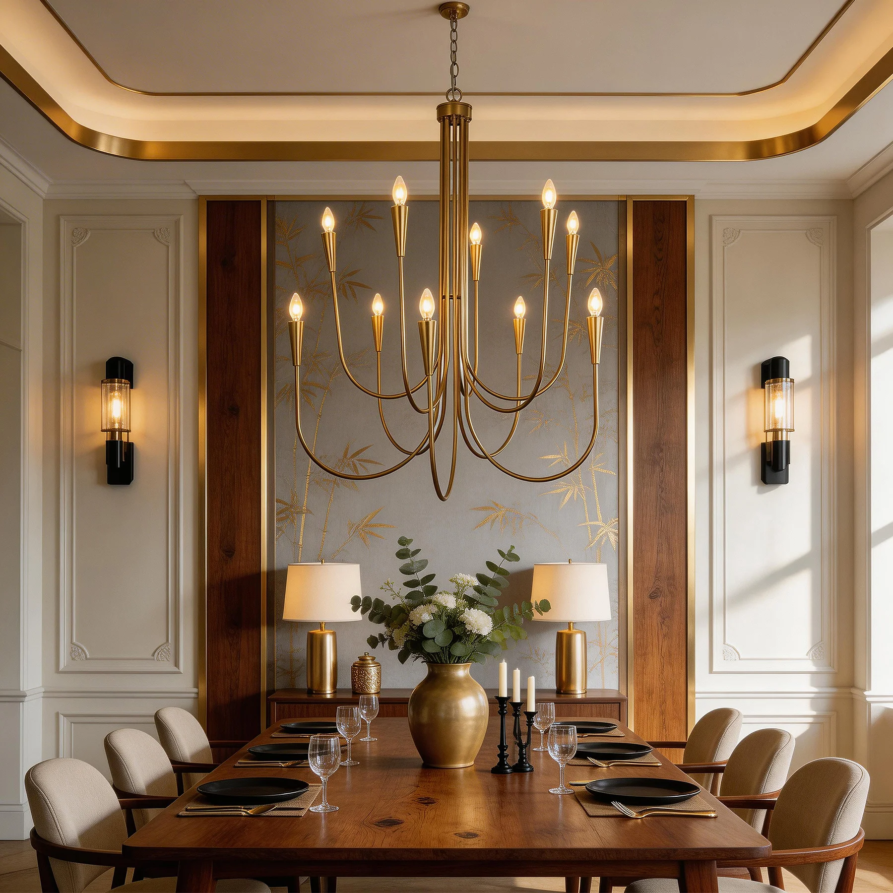 10-Light Modern Chandelier, U-Shaped Arms Pendant Light Fixture - Image 3