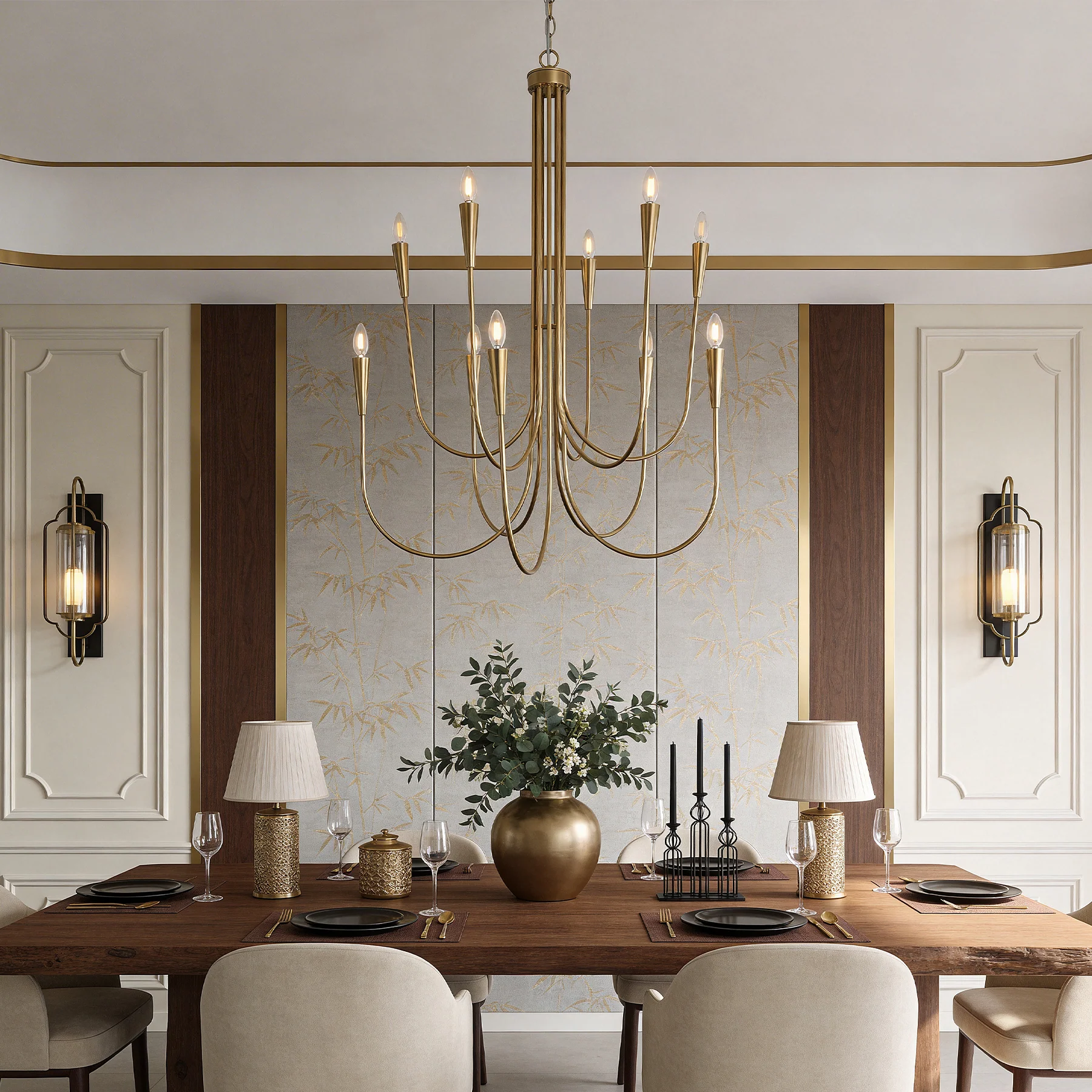 10-Light Modern Chandelier, U-Shaped Arms Pendant Light Fixture - Image 4