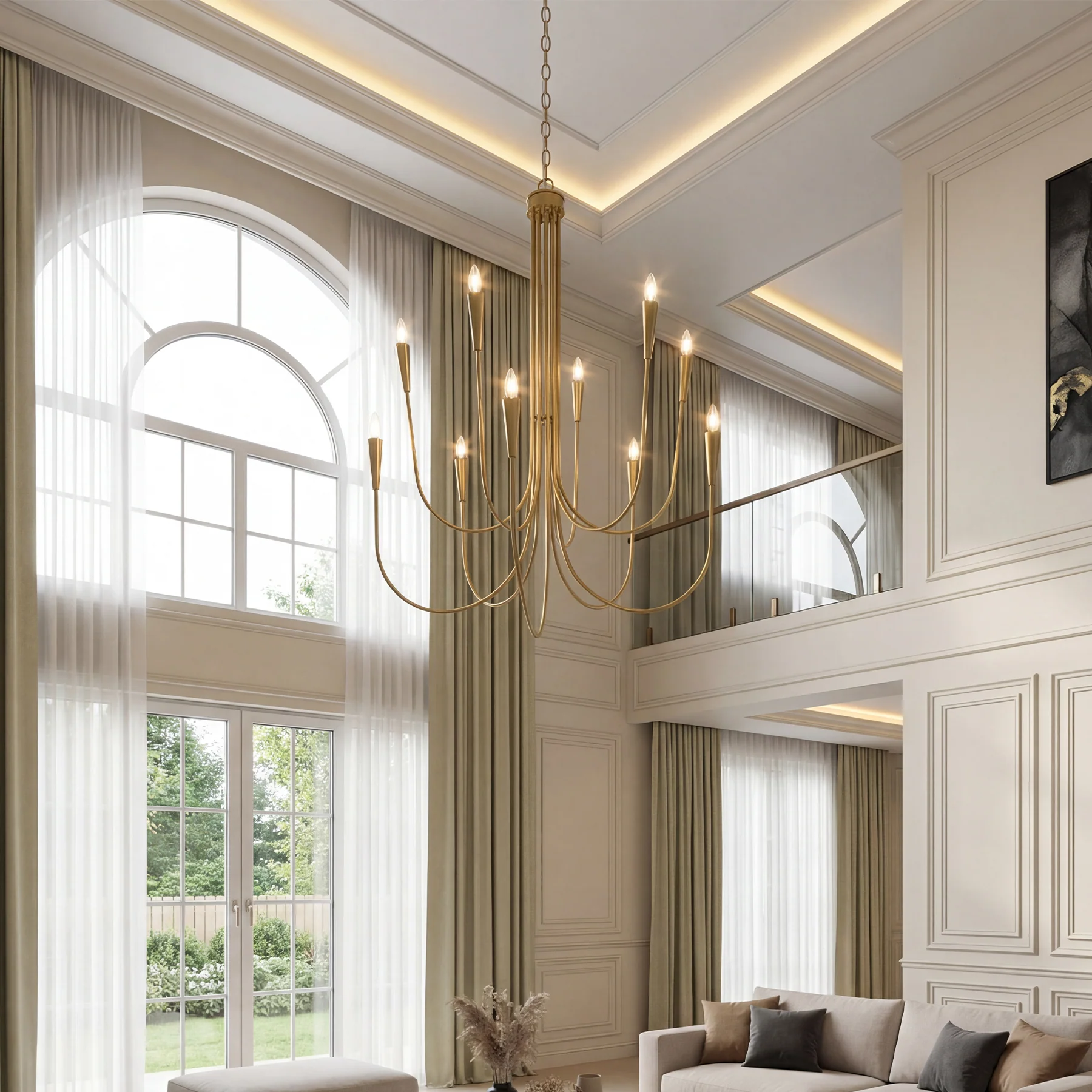 10-Light Modern Chandelier, U-Shaped Arms Pendant Light Fixture - Image 5