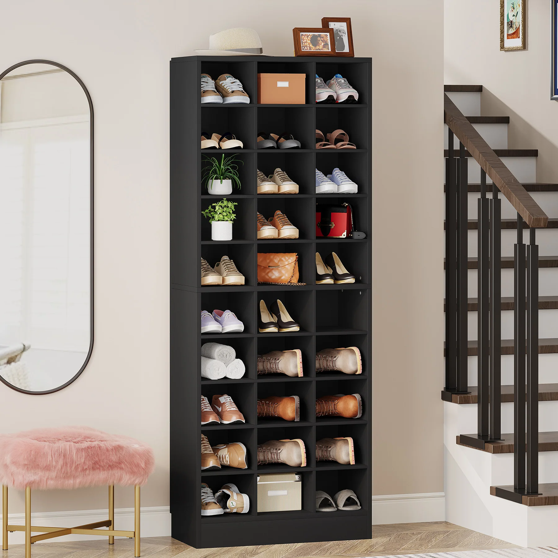 10-Tier Shoe Cabinet, Wooden Shoe Storage Rack with 30 Cubbies - Image 13