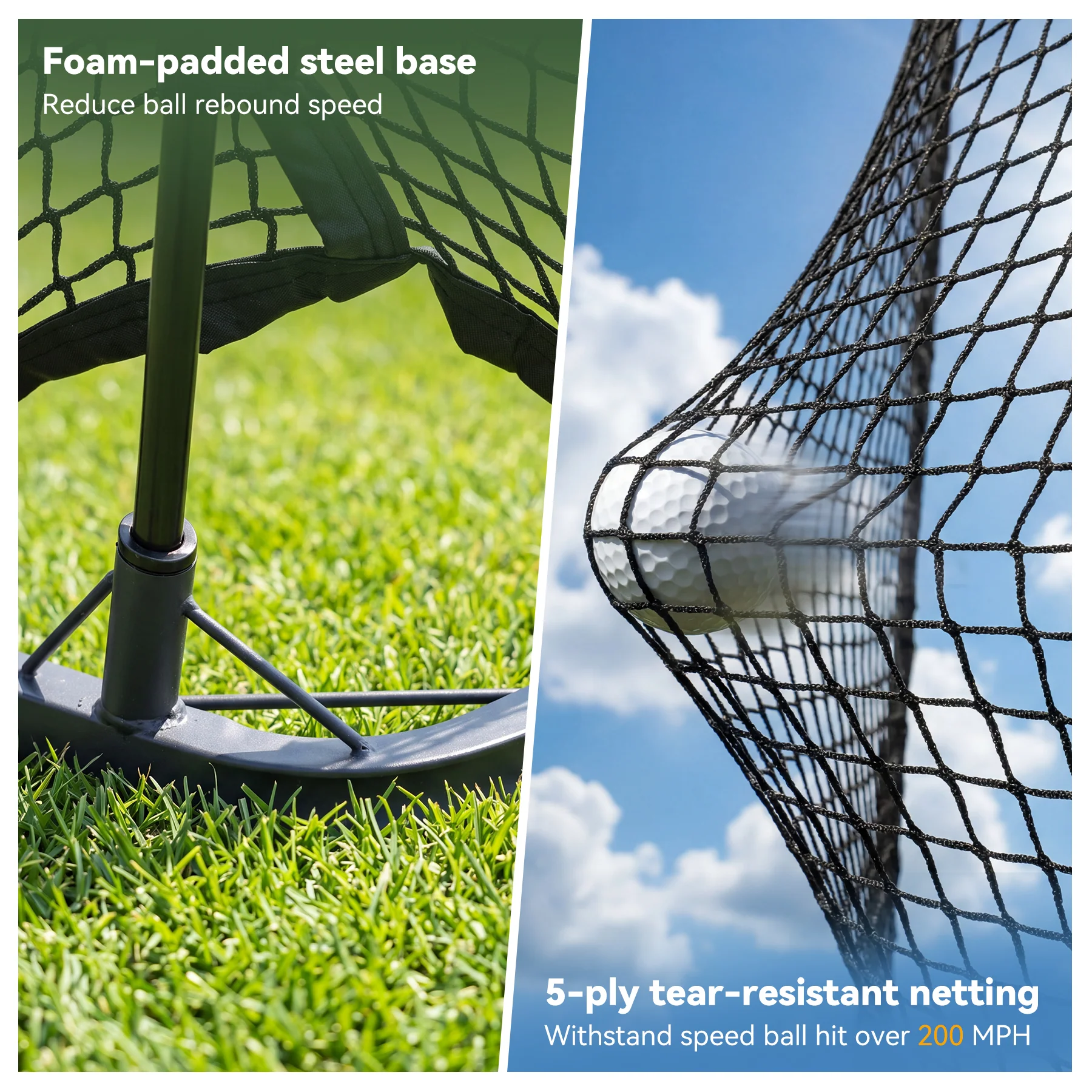 Golf Net, 11x8ft Golf Simulator Hitting Net with Sag-Free Impact Screen & Noise-Reducing Target Cloth - Image 6