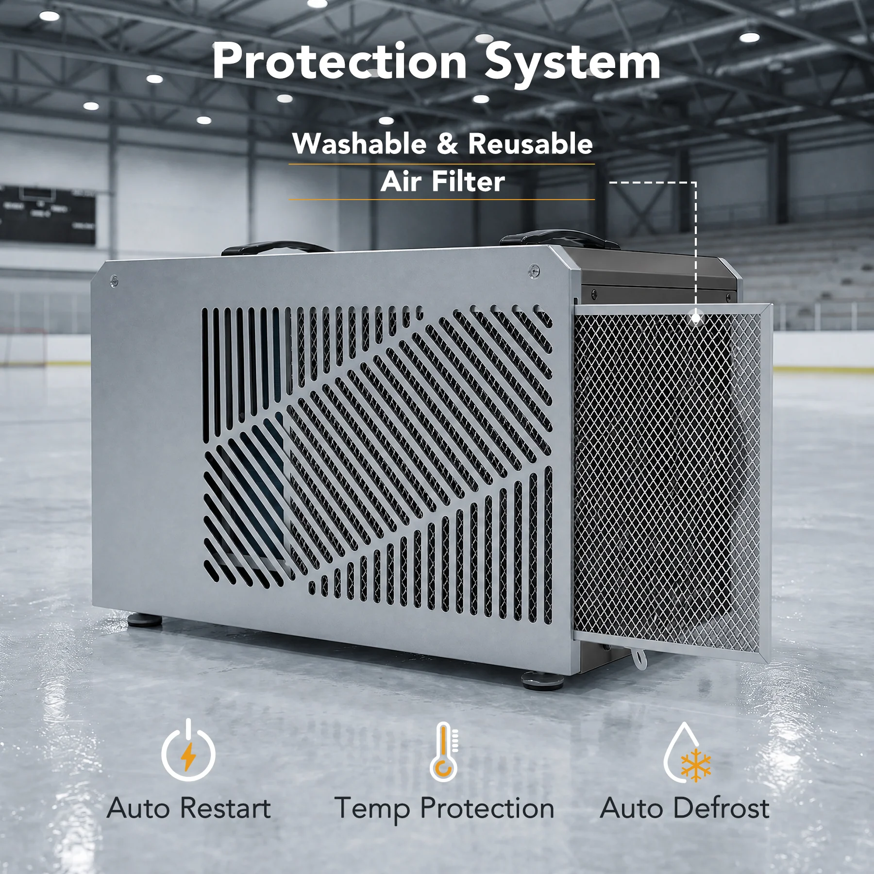 145 Pints Commercial Dehumidifier with Pump & Drain Hose for 1600 Sq. Ft, Auto Defrost, Washable Filter - Image 6