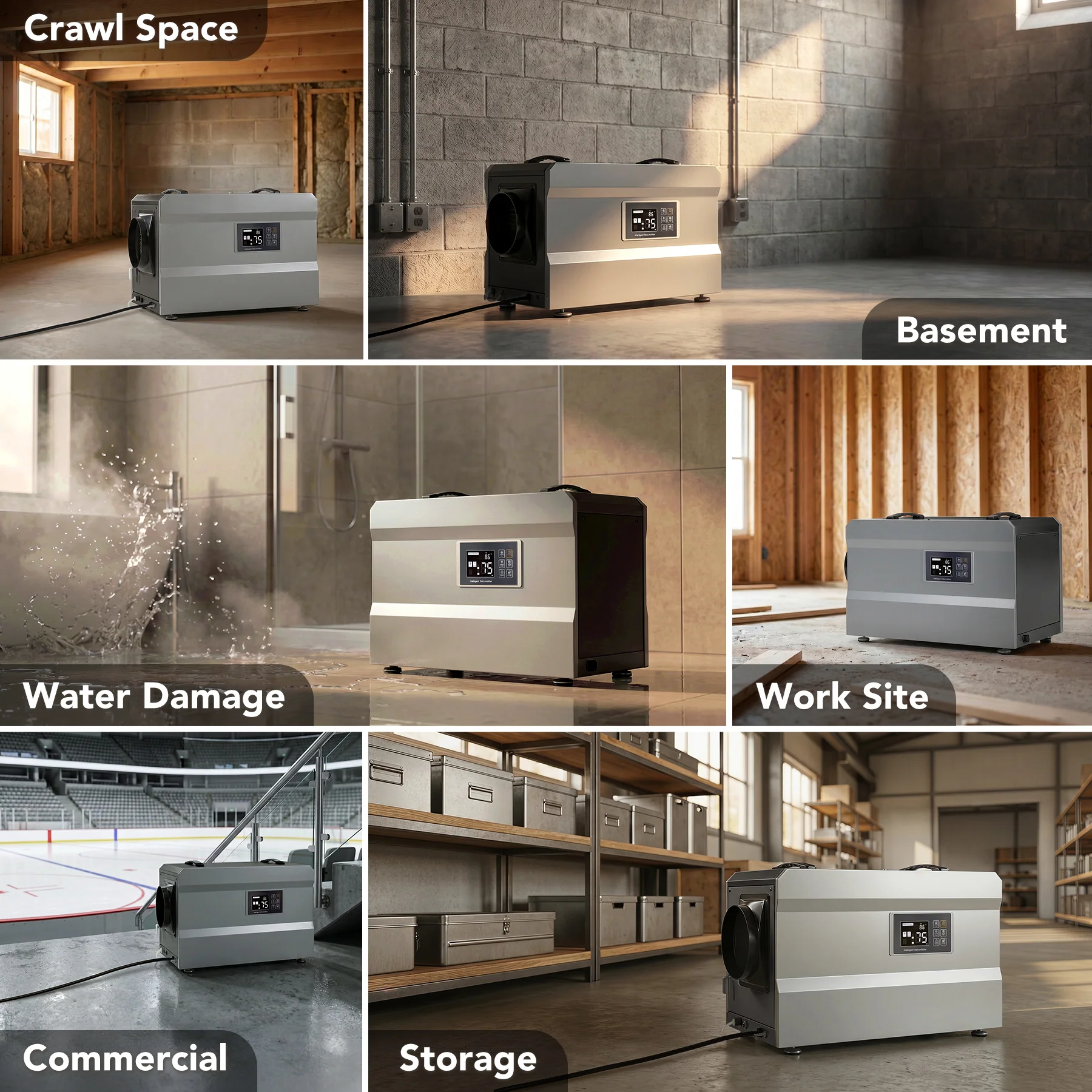 145 Pints Commercial Dehumidifier with Pump & Drain Hose for 1600 Sq. Ft, Auto Defrost, Washable Filter - Image 9