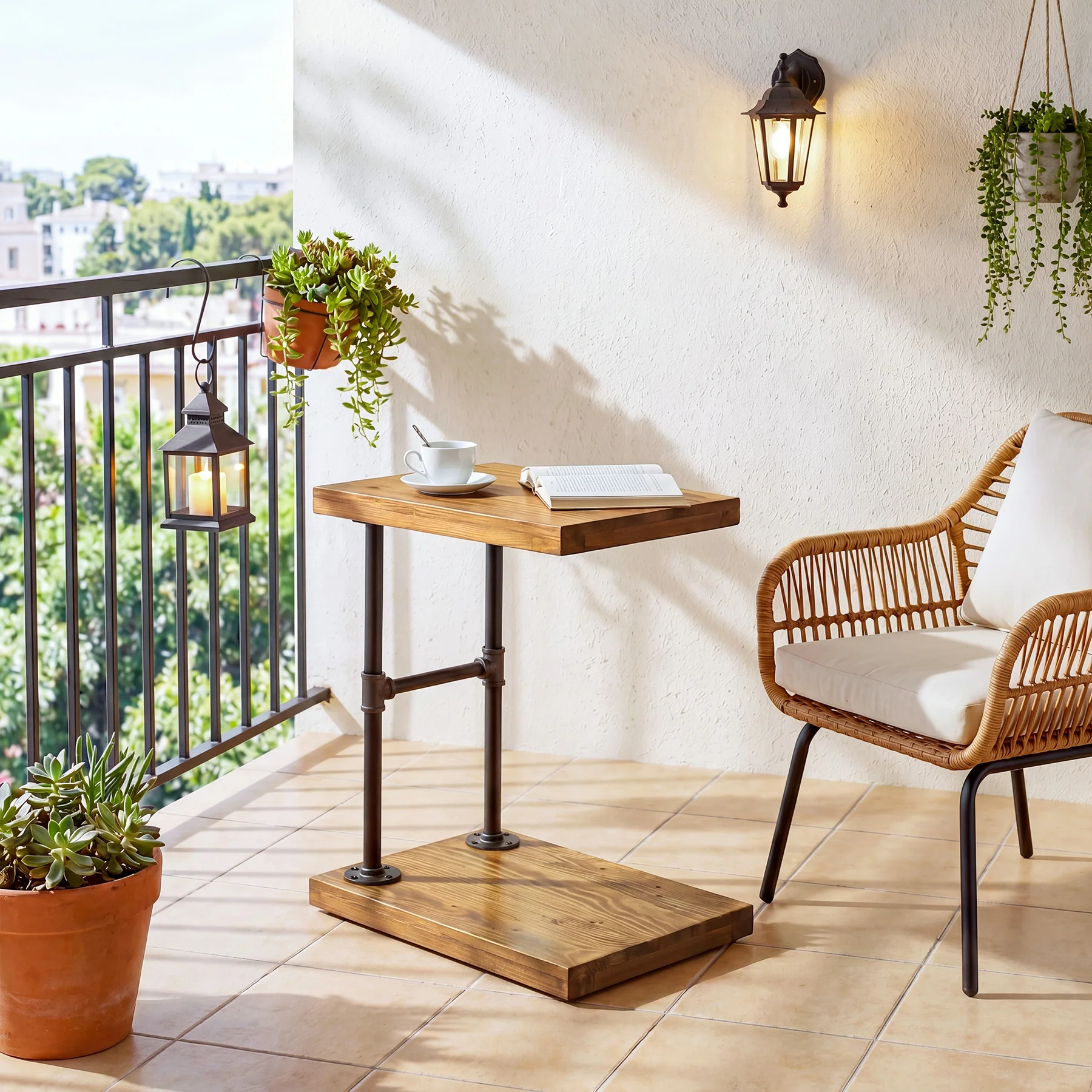 19.7" Solid Wood End Table, 2-Tier Storage Table - Image 13