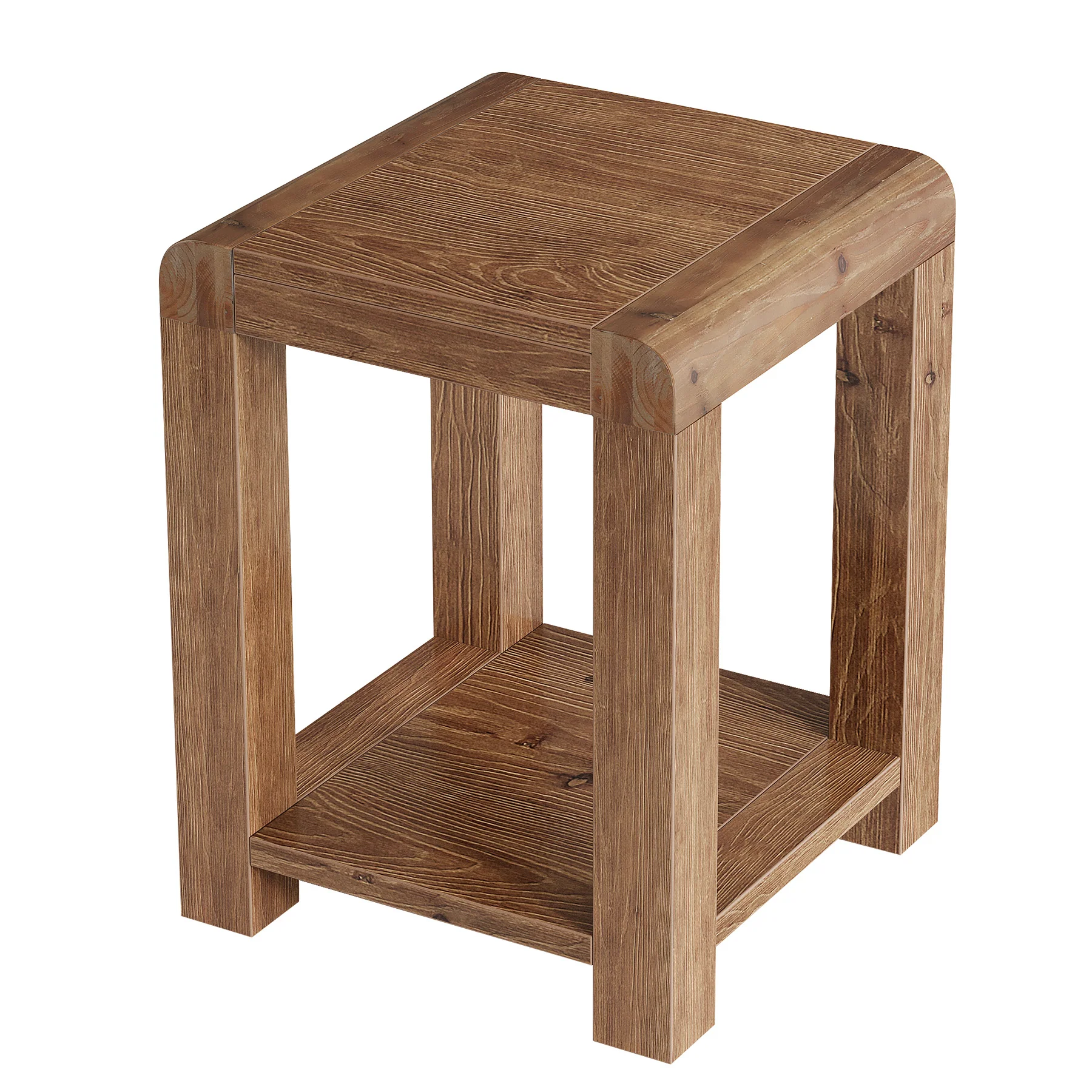 19.7" Solid Wood End Table, Square Side Table with 2-Tier Storage Shelf for Small Spaces - Image 8