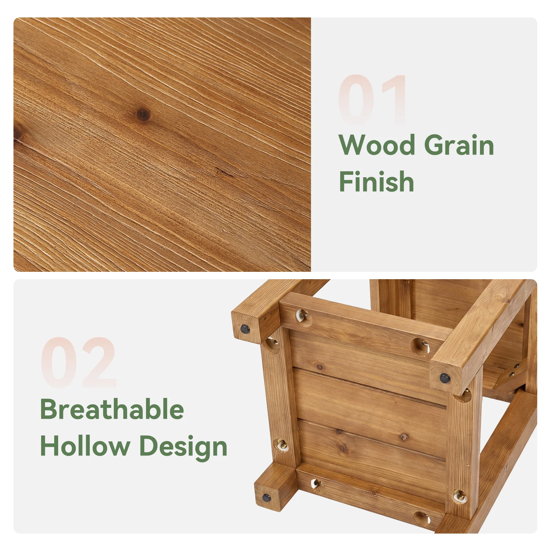 19.7" Solid Wood End Table, Square Side Table with Storage Shelves for Living Room - Image 8