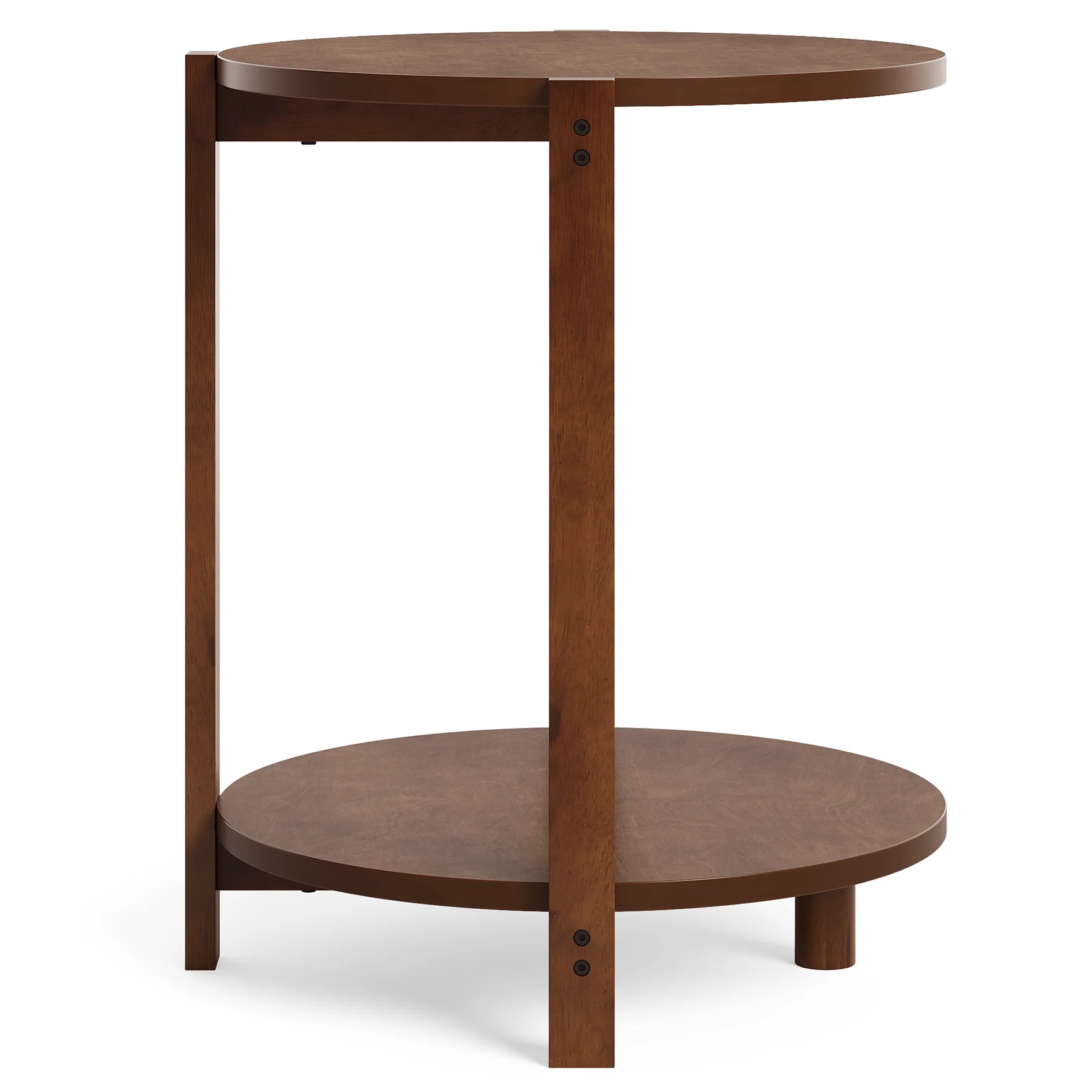 Solid Wood Side Table, 19" Round End Table with 2-Tier Storage - Image 10