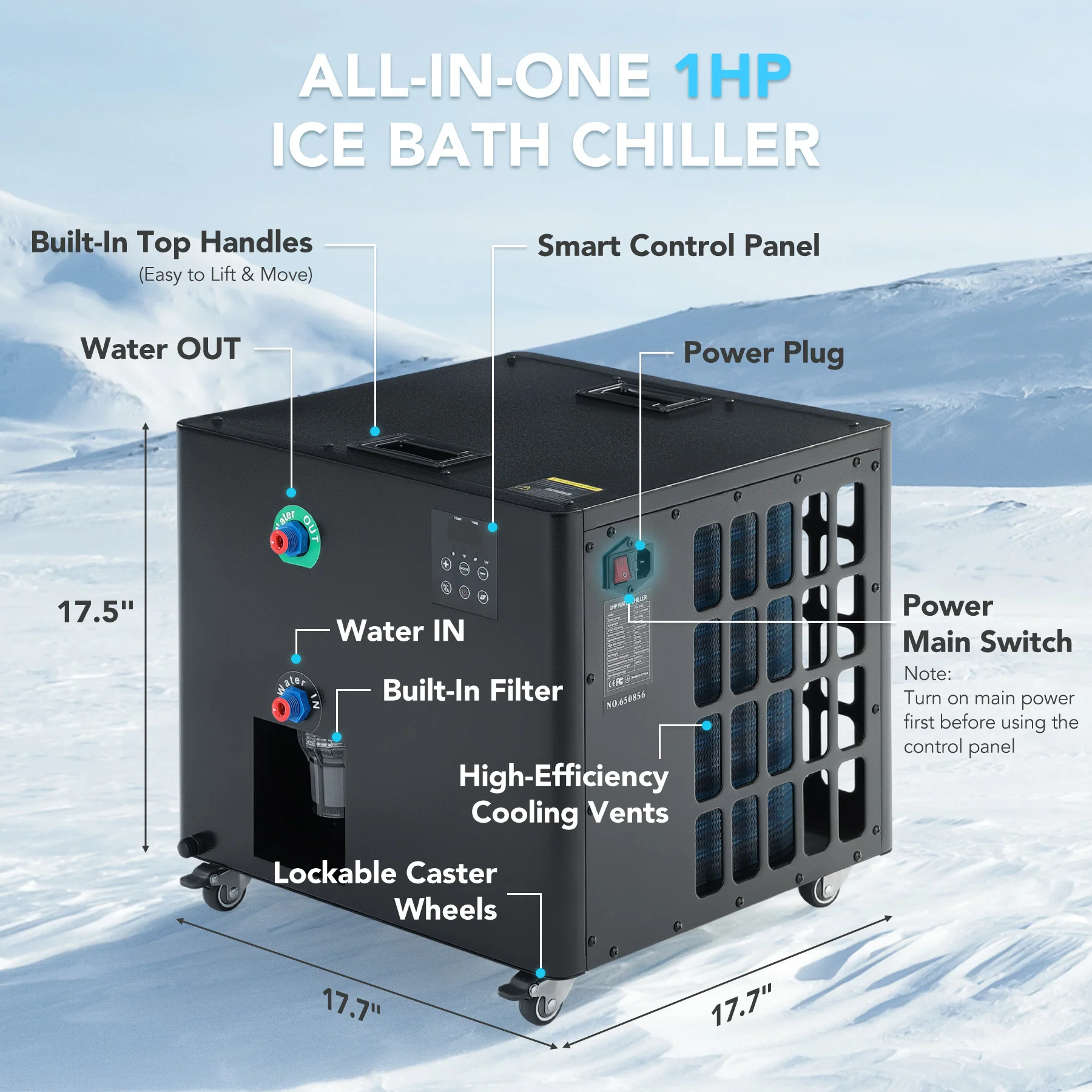 1HP All-in-One Ice Bath Chiller – APP & Manual Dual Control Cools 300L to 37.4°F in 4.5 Hrs - Image 2