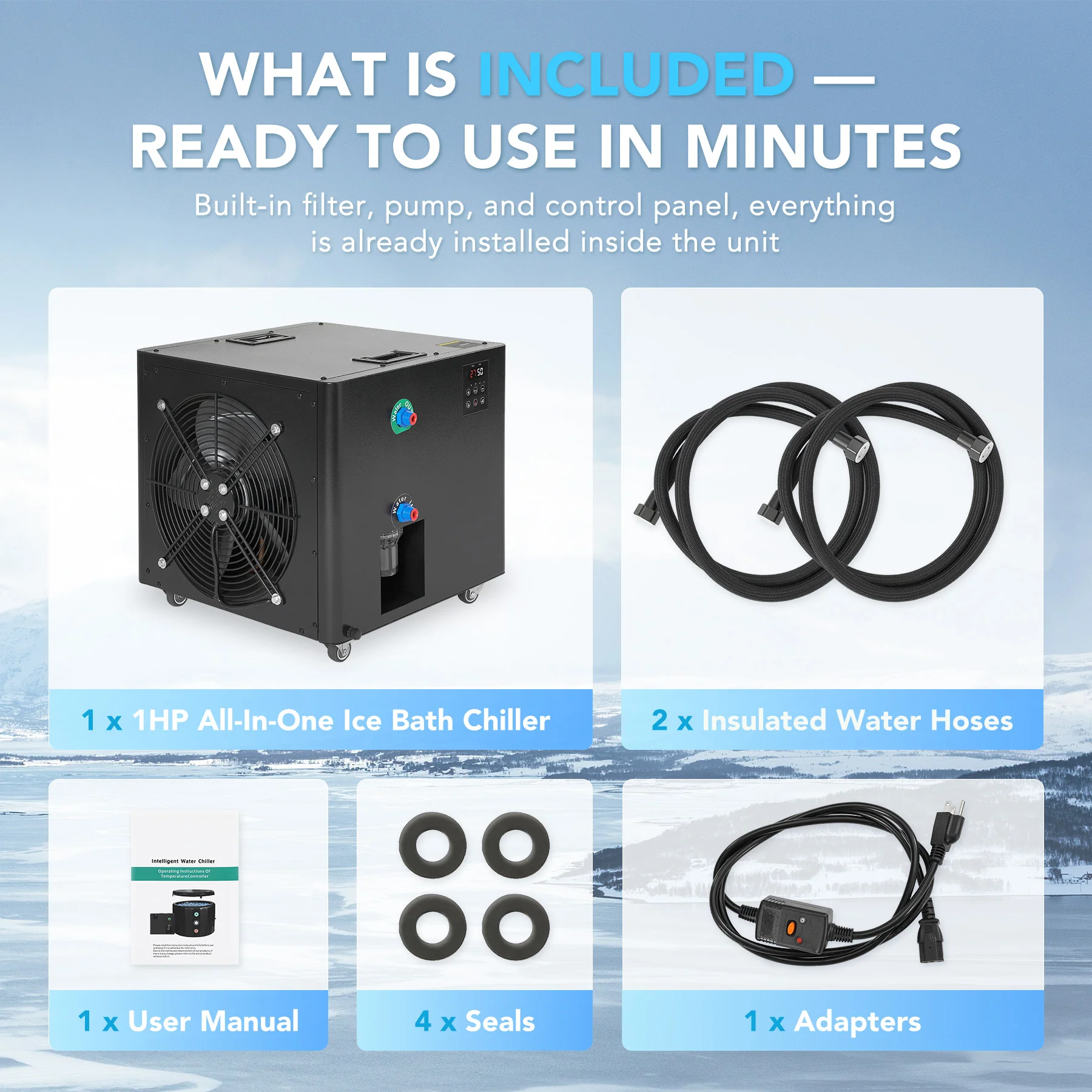 1HP All-in-One Ice Bath Chiller – APP & Manual Dual Control Cools 300L to 37.4°F in 4.5 Hrs - Image 6