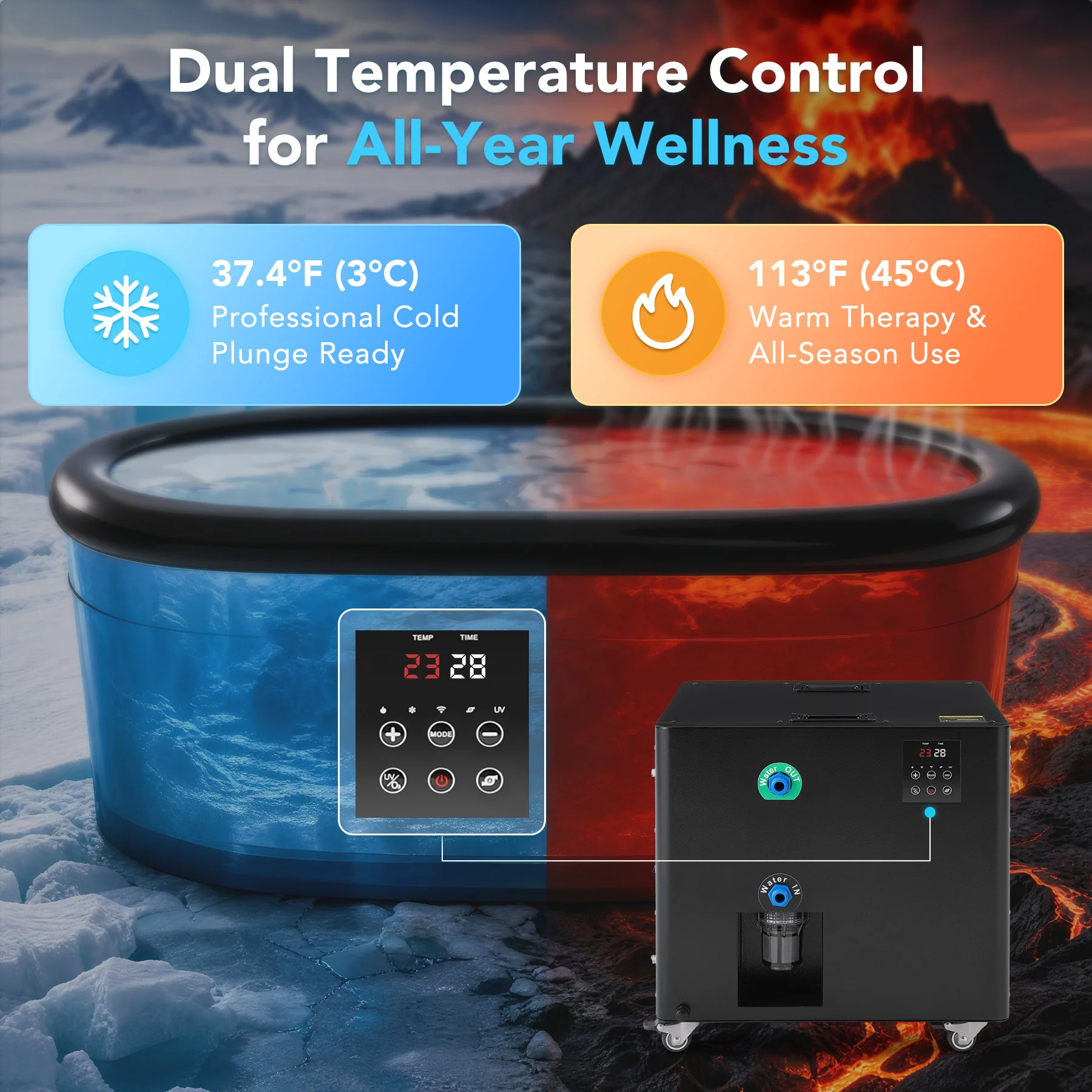 1HP All-in-One Ice Bath Chiller Cooling & Heating Dual Mode - Image 3
