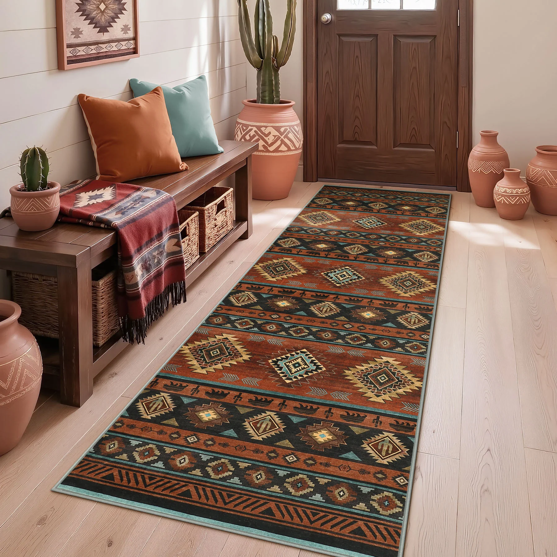 2.5x8/5x7 Boho Southwestern Area Rug, Soft Washable Non Skid Runners Rugs, Aztec Tribal Indoor Carpet for Home Decor - Image 17