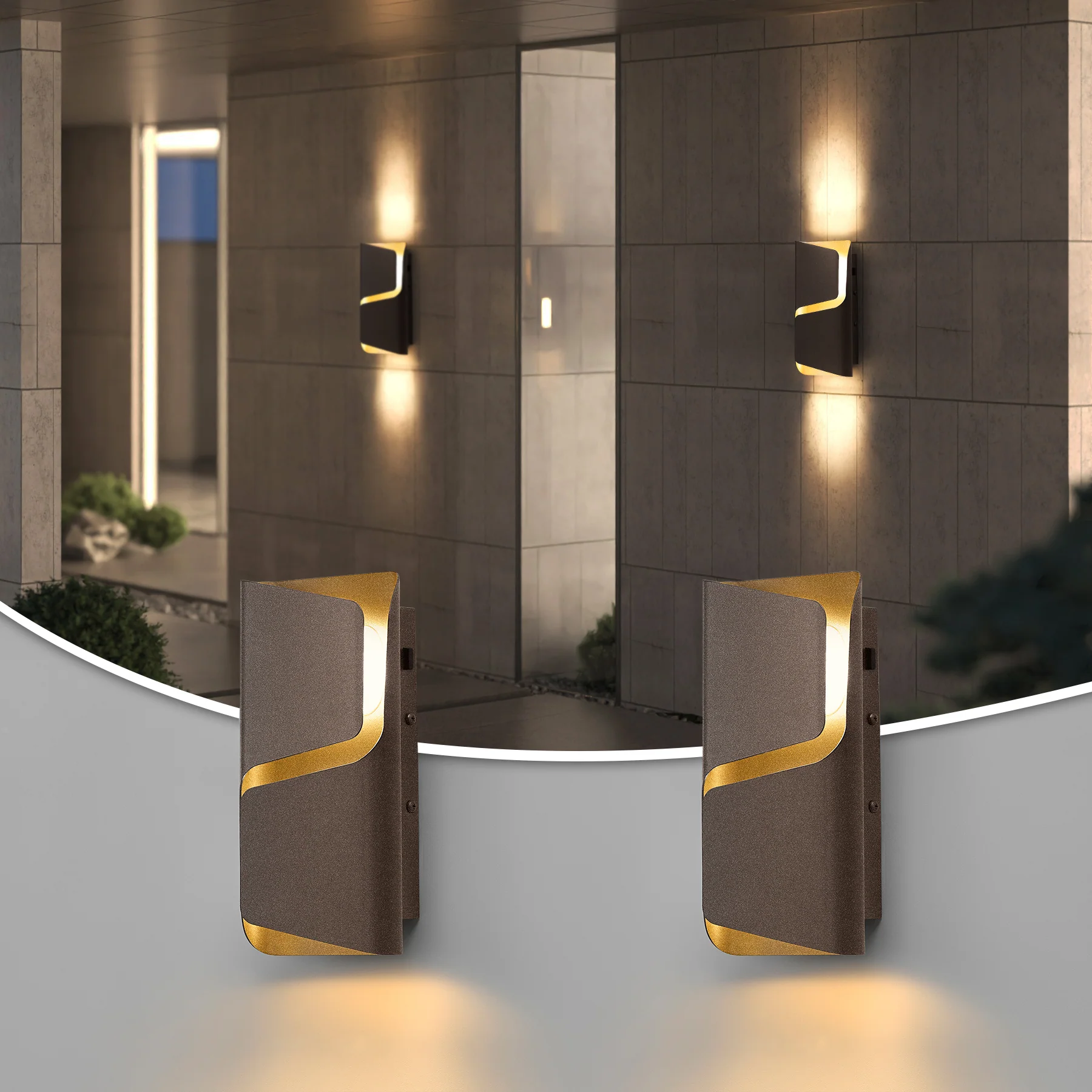 11.8" Modern Wall Lights, 2 Pack LED Wall Sconce Outdoor Patio Wall Light Fixture with 3CCT - Image 3