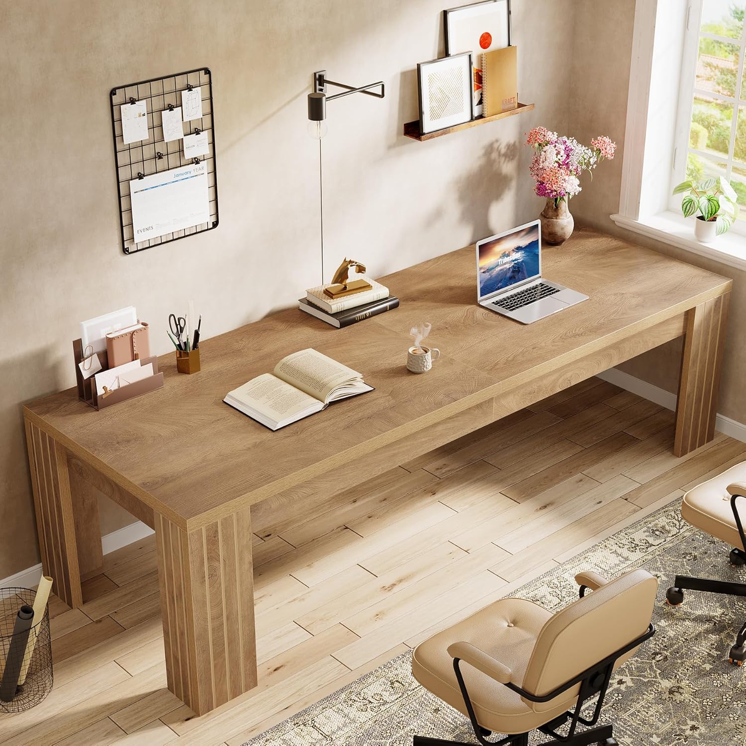 78.7" Computer Desk, 2 Person Desk Executive Desk Extra Long Workstation