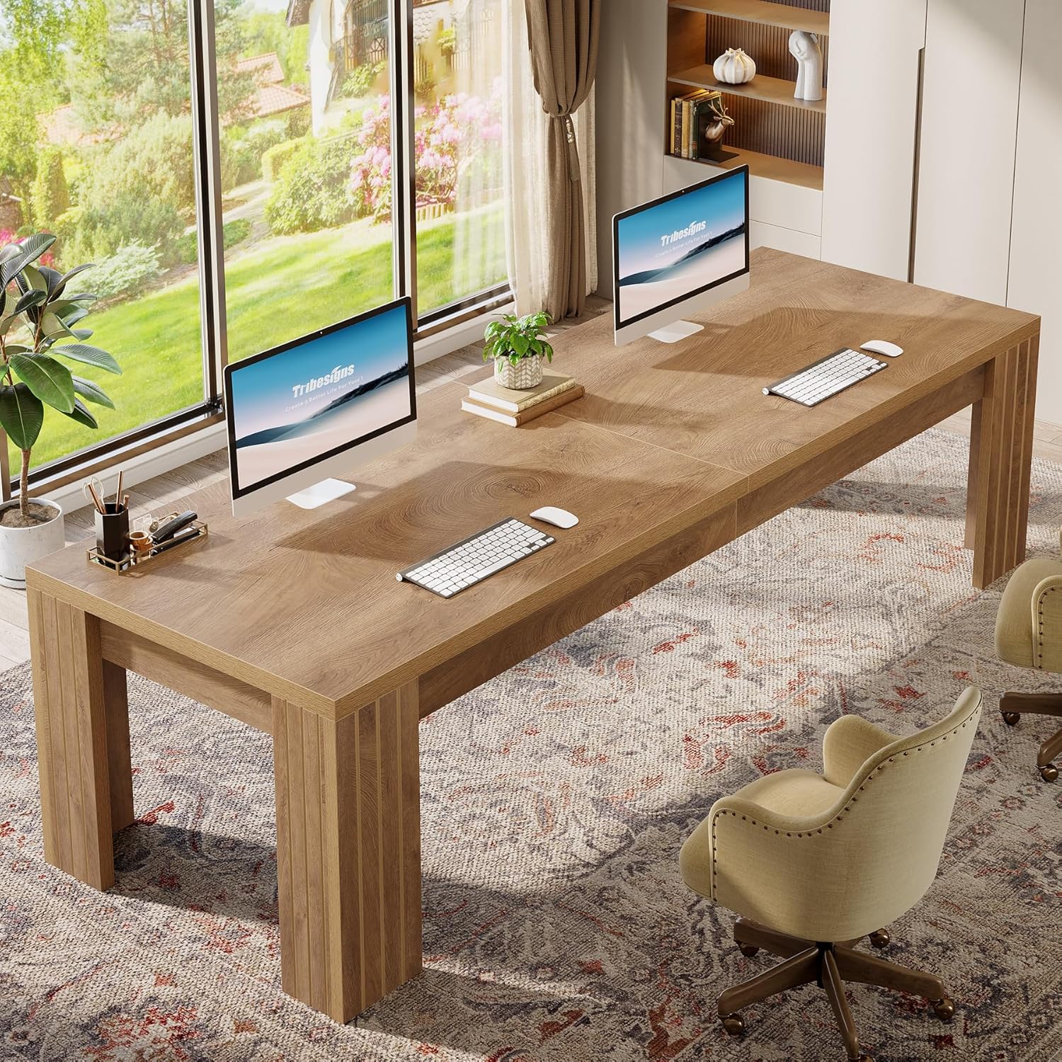 78.7" Computer Desk, 2 Person Desk Executive Desk Extra Long Workstation - Image 3