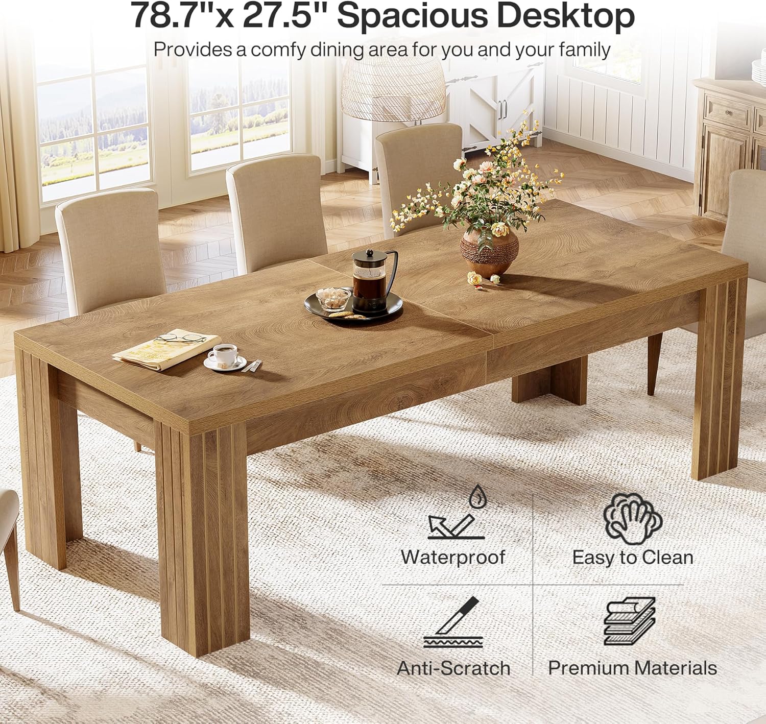78.7" Computer Desk, 2 Person Desk Executive Desk Extra Long Workstation - Image 6