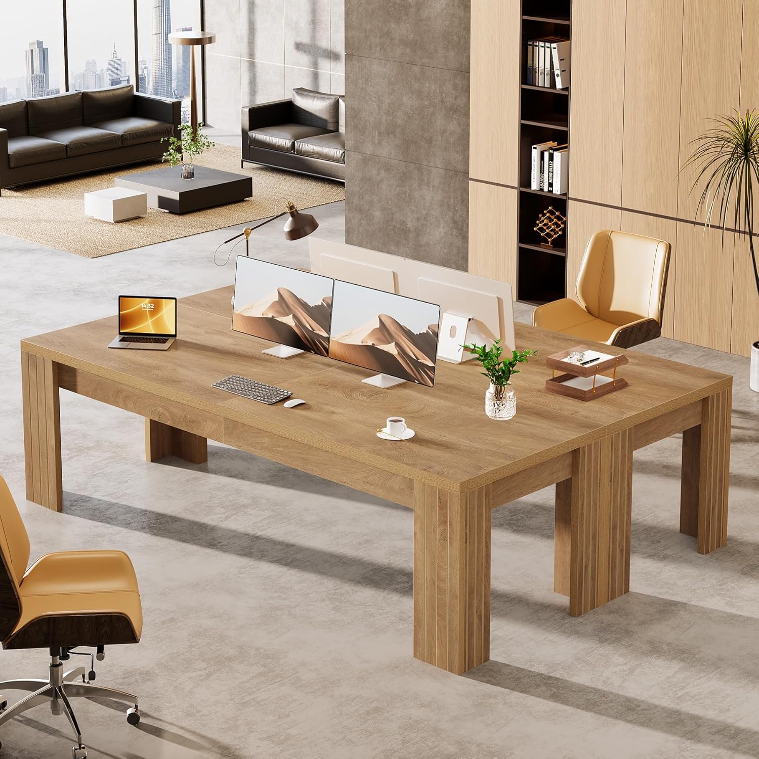 78.7" Computer Desk, 2 Person Desk Executive Desk Extra Long Workstation - Image 9