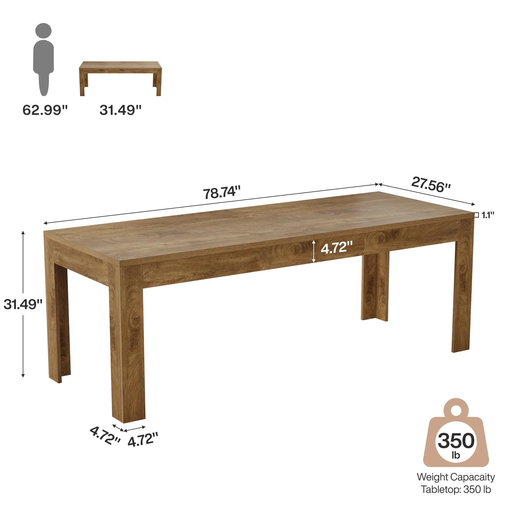 78.7" Executive Desk, 2-Person Desk Computer Office Desk Workstation - Image 2