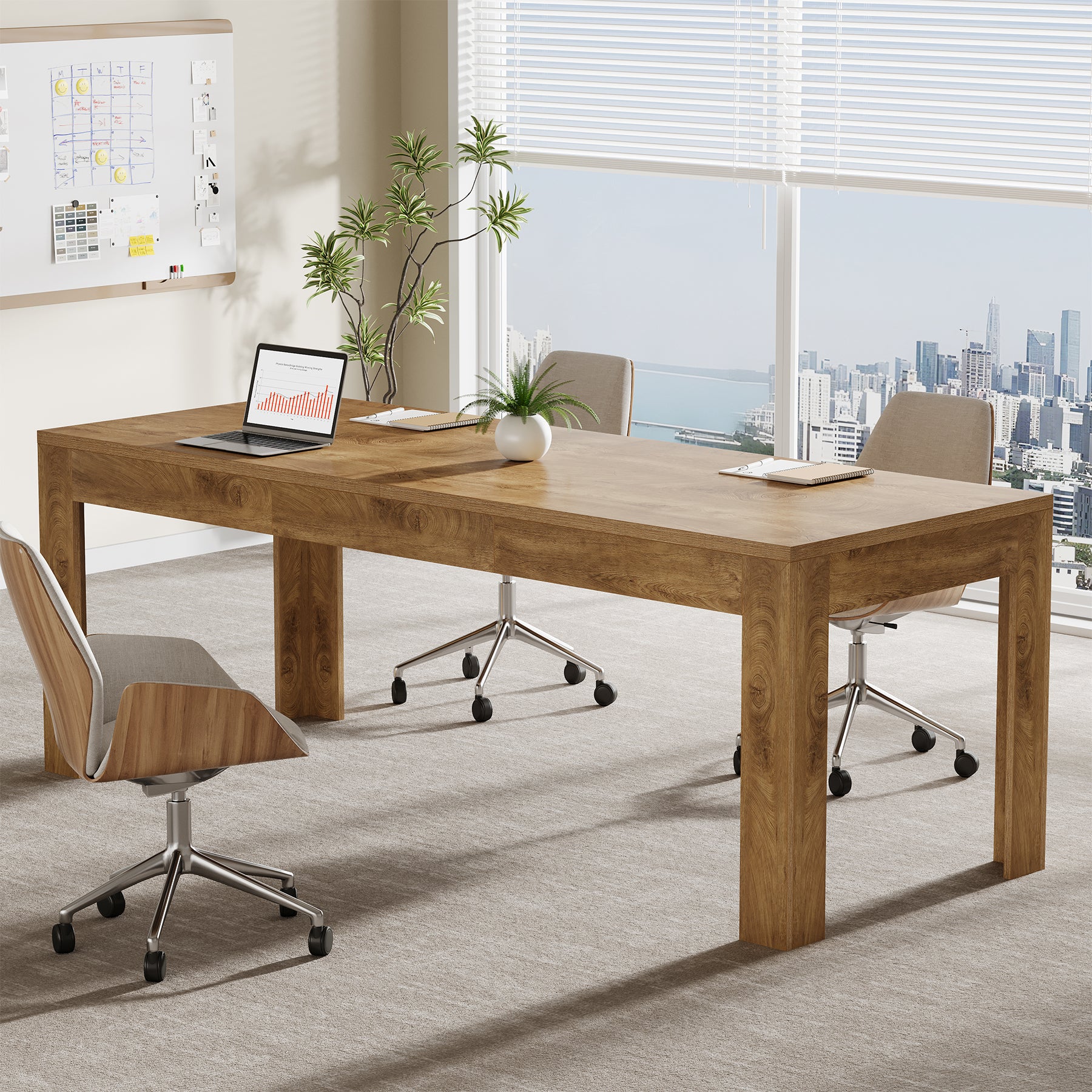78.7" Executive Desk, 2-Person Desk Computer Office Desk Workstation - Image 4