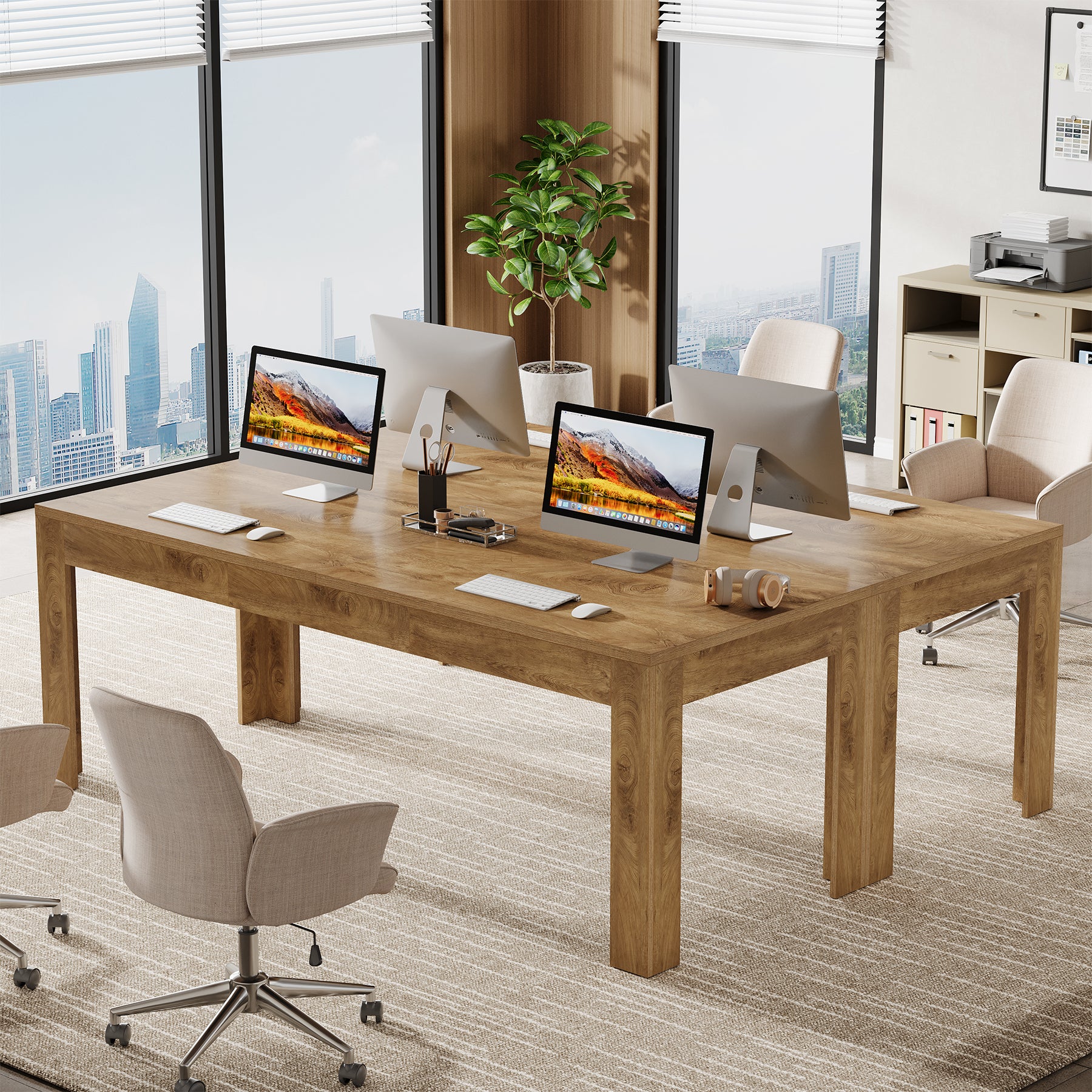 78.7" Executive Desk, 2-Person Desk Computer Office Desk Workstation - Image 7