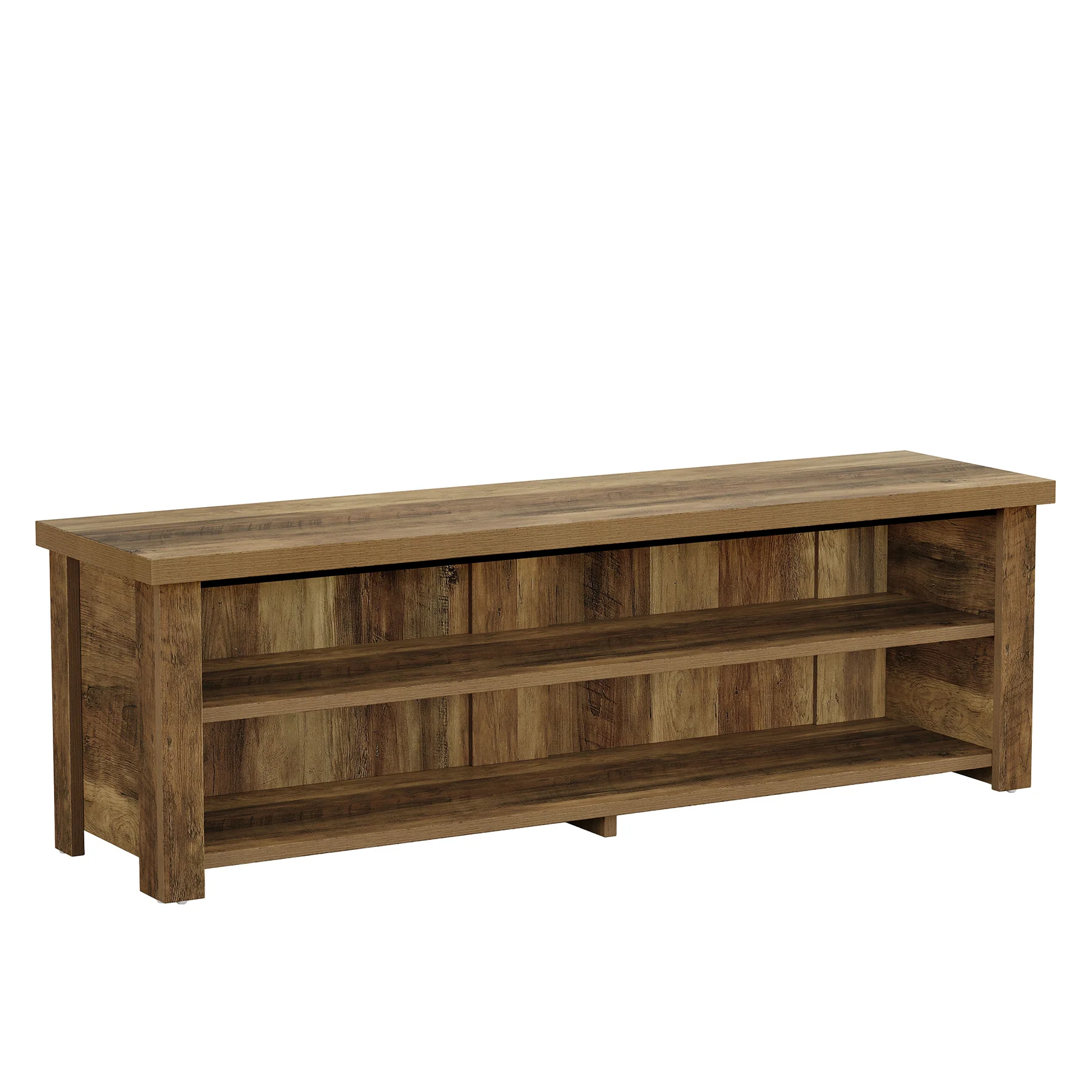 55.1" Entryway Bench with Storage, 2-Tier Farmhouse Shoe Storage Rack for Entryway - Image 10