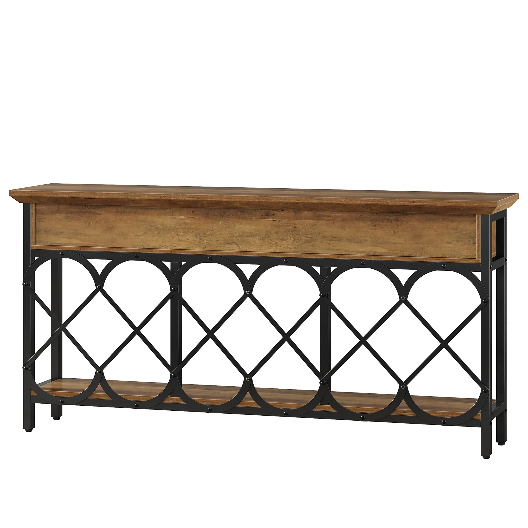 70.8" Console Table, 2-Tier Narrow Entryway Table Sofa Table with 3 Drawers - Image 9