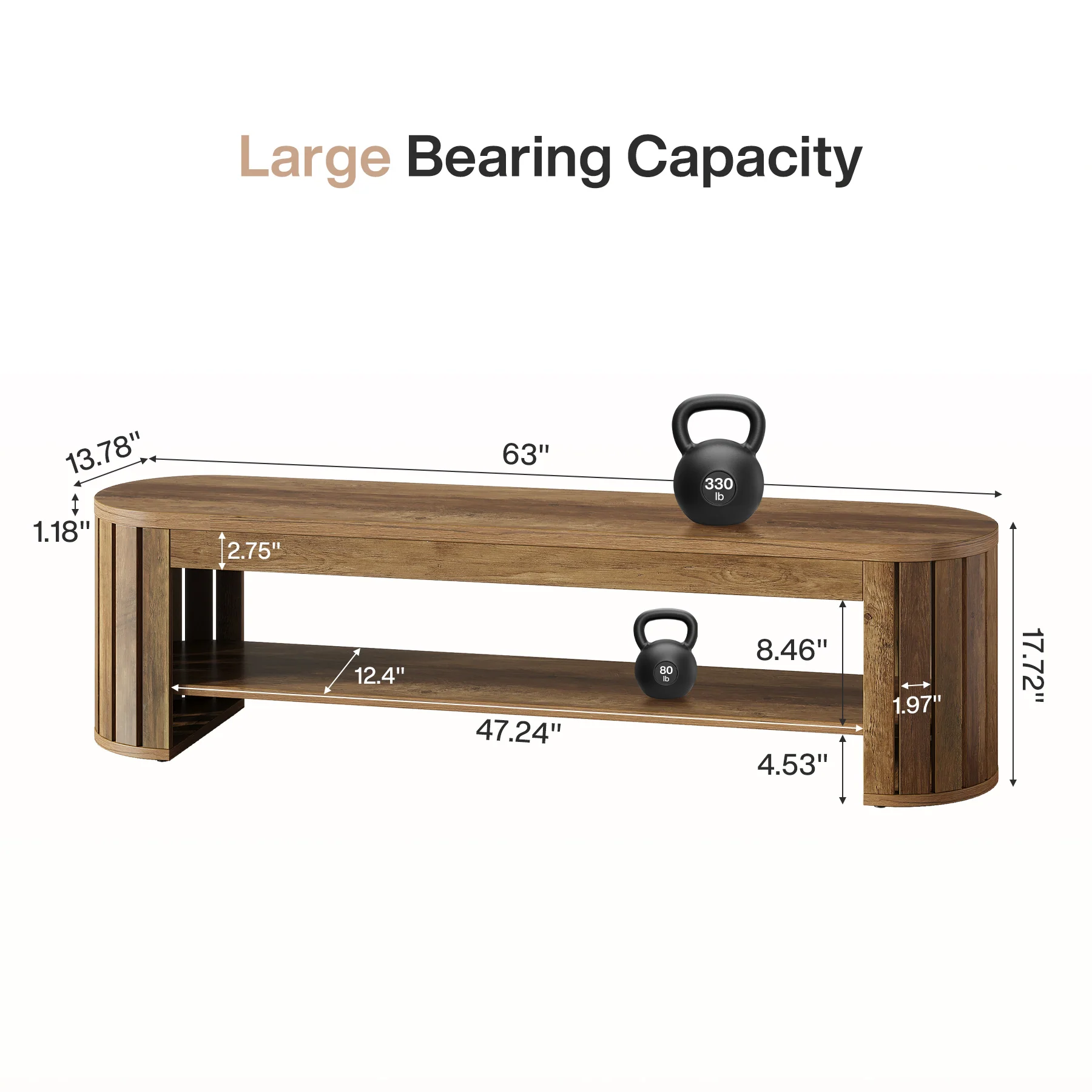 63" Entryway Bench, 2-Tier Narrow Shoe Bench with Shoe Storage - Image 2