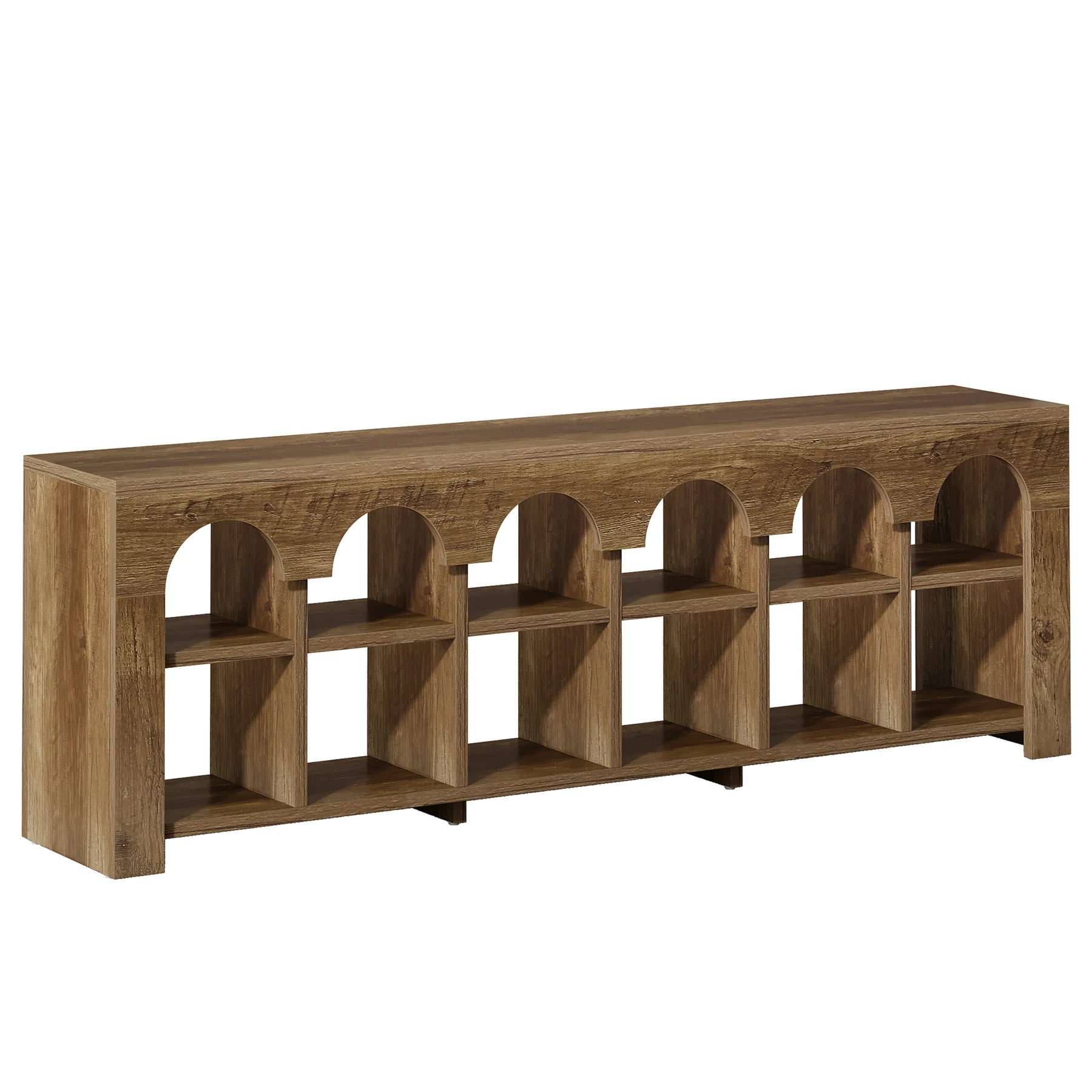 63" Entryway Bench, 2-Tier Narrow Shoe Storage Bench with Arched Cubbies - Image 10