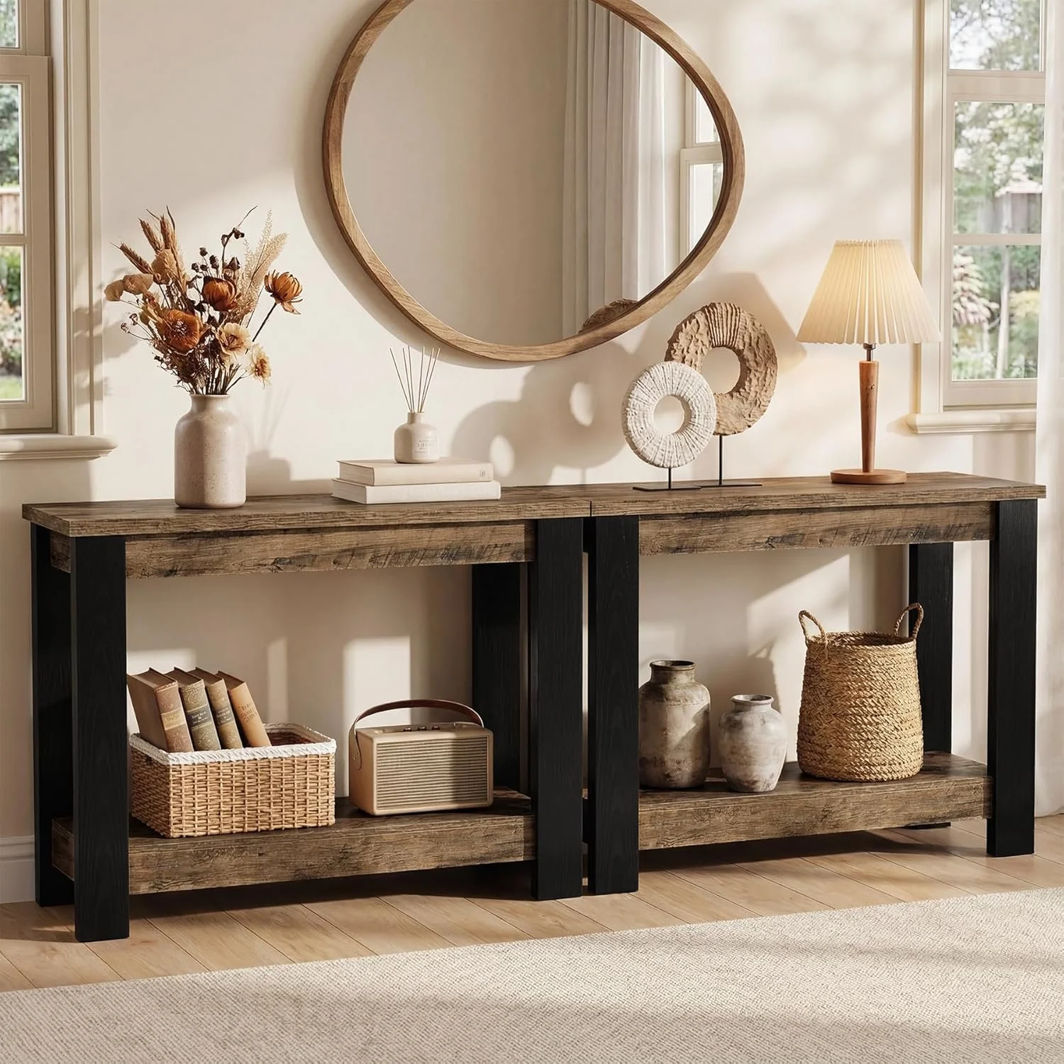 41" Industrial Console Table, 2-Tier Narrow Sofa Table Accent Furniture - Image 6