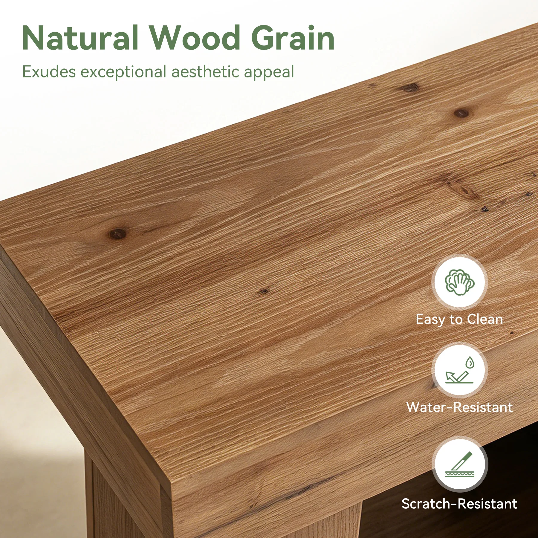 23.6" Solid Wood End Table, 2-Tier Side Table Rectangular Narrow Nightstand - Image 6