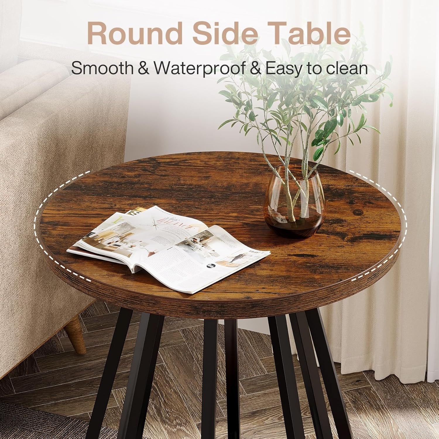 19.6" Side Table, 2-Tier Small Sofa End Table with Metal Frame for Small Spaces - Image 6