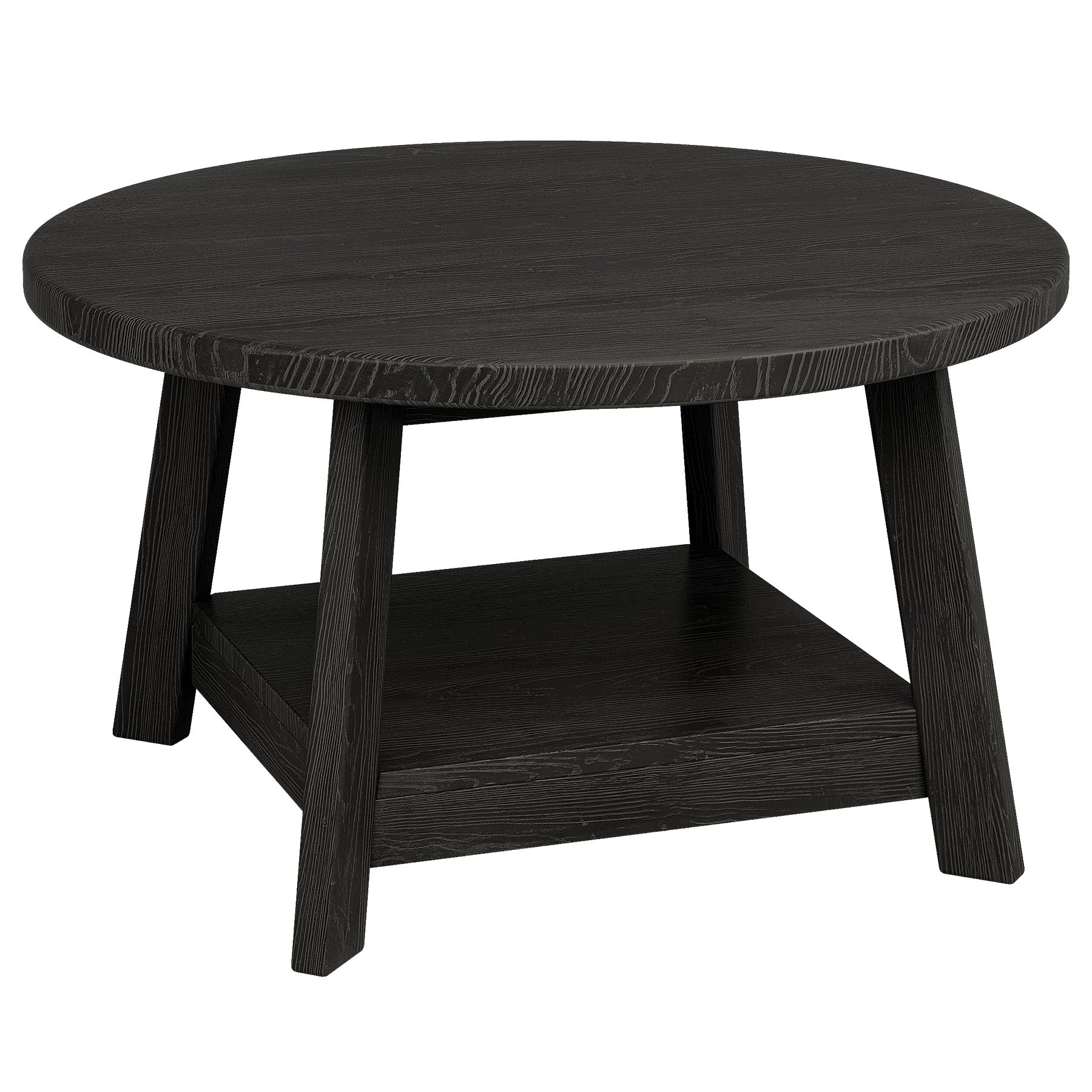 31.5" Round Coffee Table, 2-Tier Solid Wood Center Cocktail Accent Table - Image 11