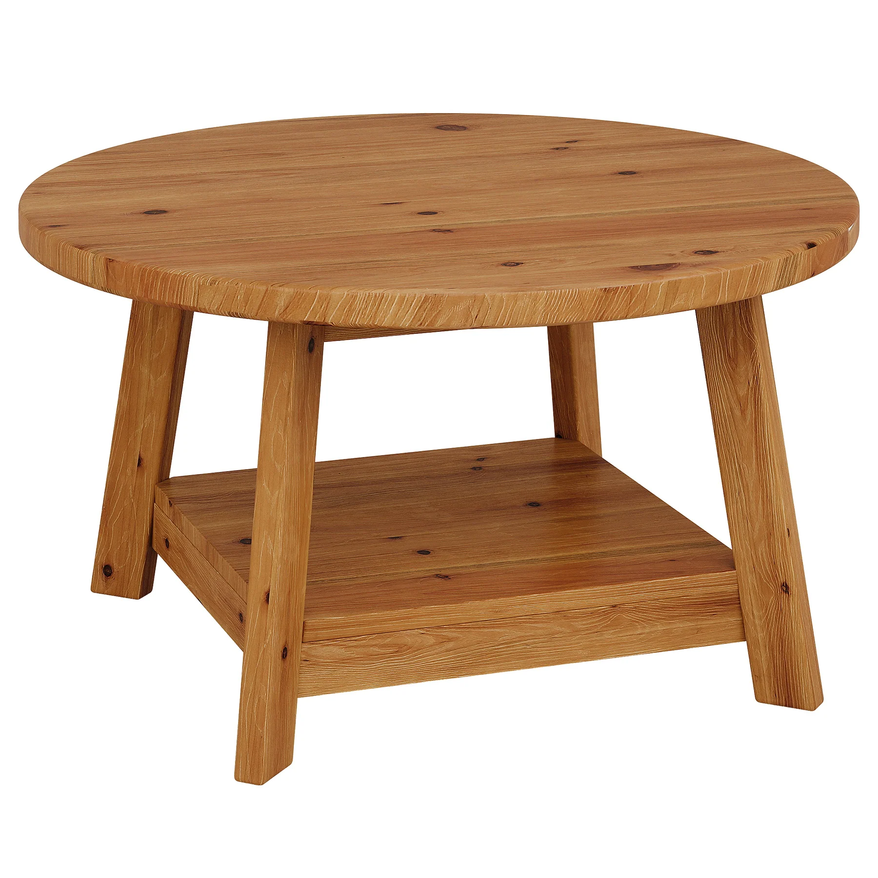 31.5" Round Coffee Table, 2-Tier Solid Wood Center Cocktail Accent Table - Image 12